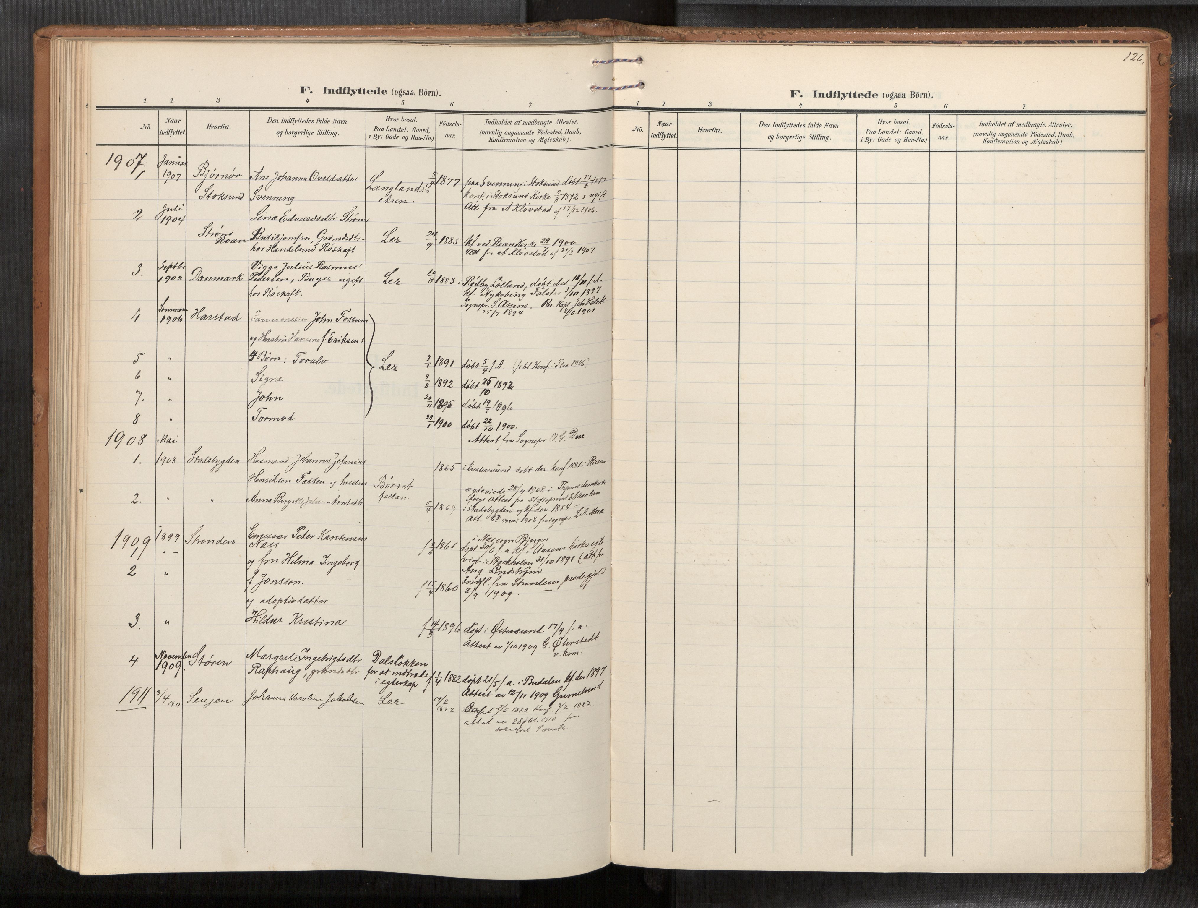 Ministerialprotokoller, klokkerbøker og fødselsregistre - Sør-Trøndelag, SAT/A-1456/693/L1119b: Parish register (official) no. 693A02, 1906-1936, p. 126