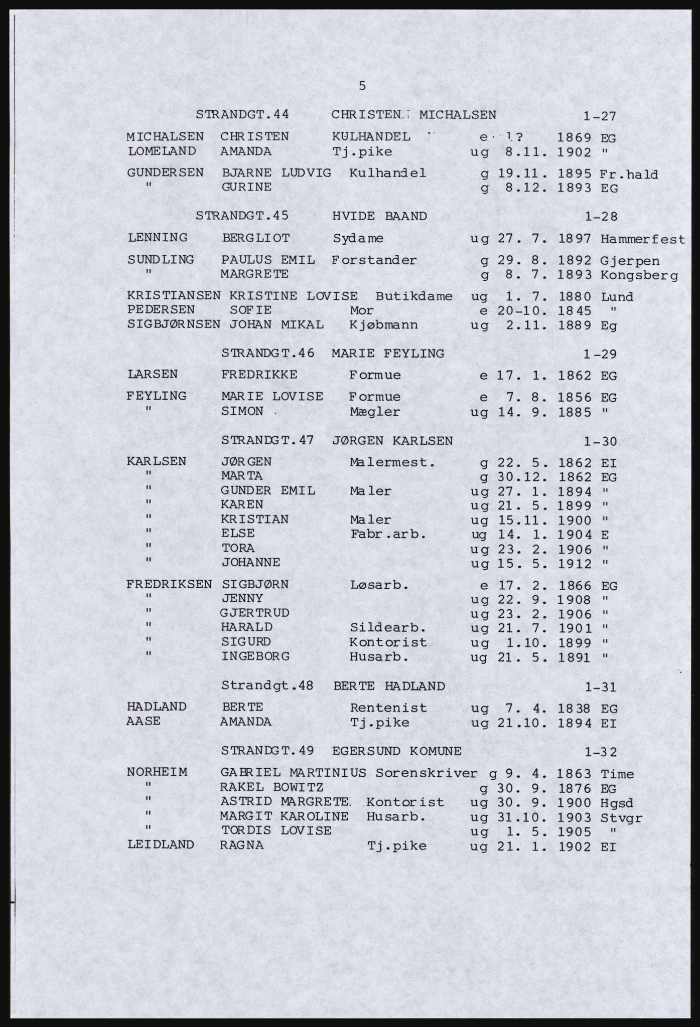 SAST, Copy of 1920 census for Dalane, 1920, p. 449