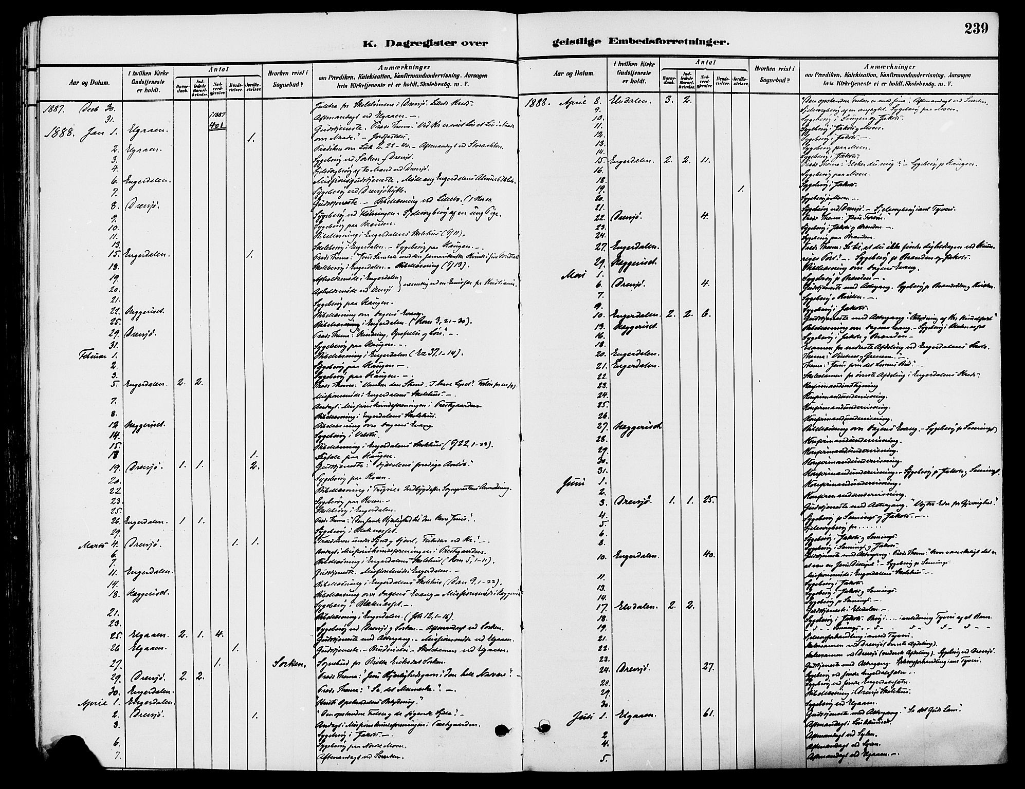 Engerdal prestekontor, AV/SAH-PREST-048/H/Ha/Haa/L0001: Parish register (official) no. 1, 1881-1898, p. 239