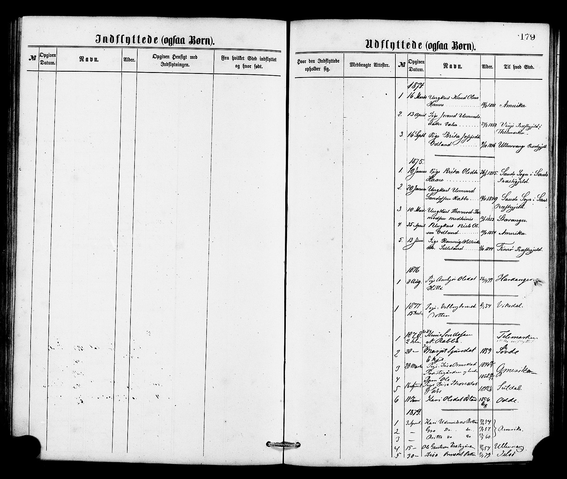 Røldal sokneprestembete, AV/SAB-A-100247: Parish register (official) no. A 4, 1870-1886, p. 179