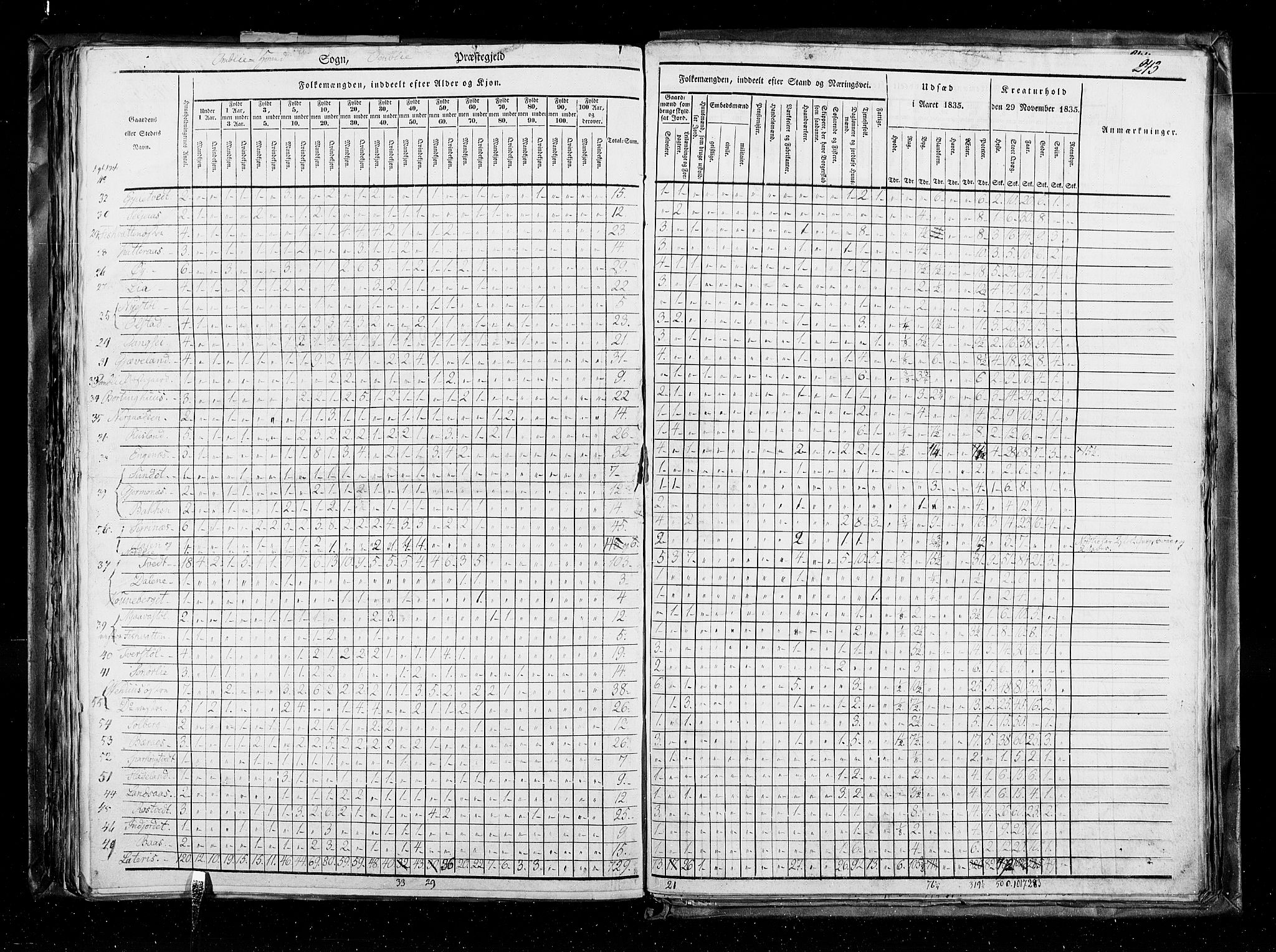 RA, Census 1835, vol. 5: Bratsberg amt og Nedenes og Råbyggelaget amt, 1835, p. 243