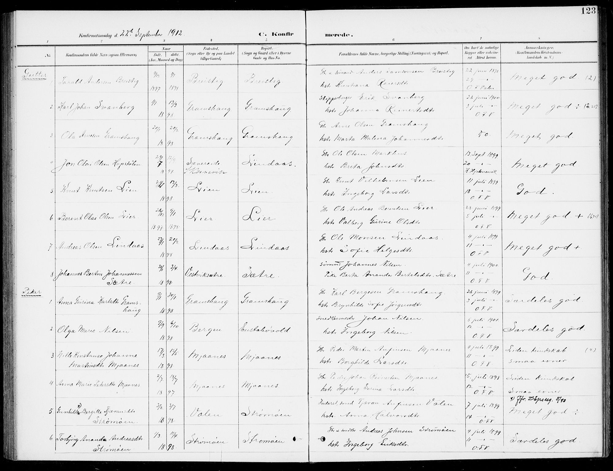 Sveio Sokneprestembete, SAB/A-78501/H/Haa: Parish register (official) no. C 3, 1899-1916, p. 123
