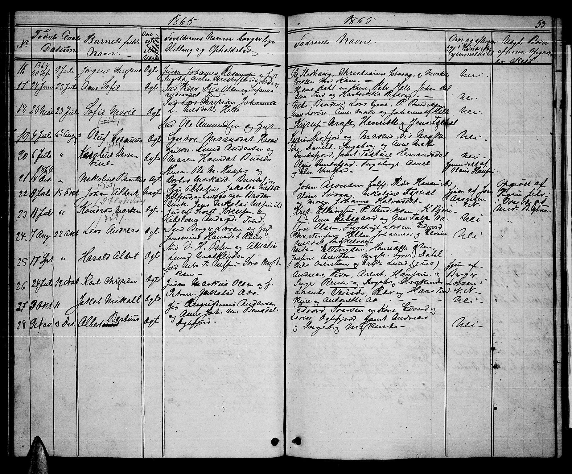 Ministerialprotokoller, klokkerbøker og fødselsregistre - Nordland, AV/SAT-A-1459/886/L1224: Parish register (copy) no. 886C01, 1843-1873, p. 53