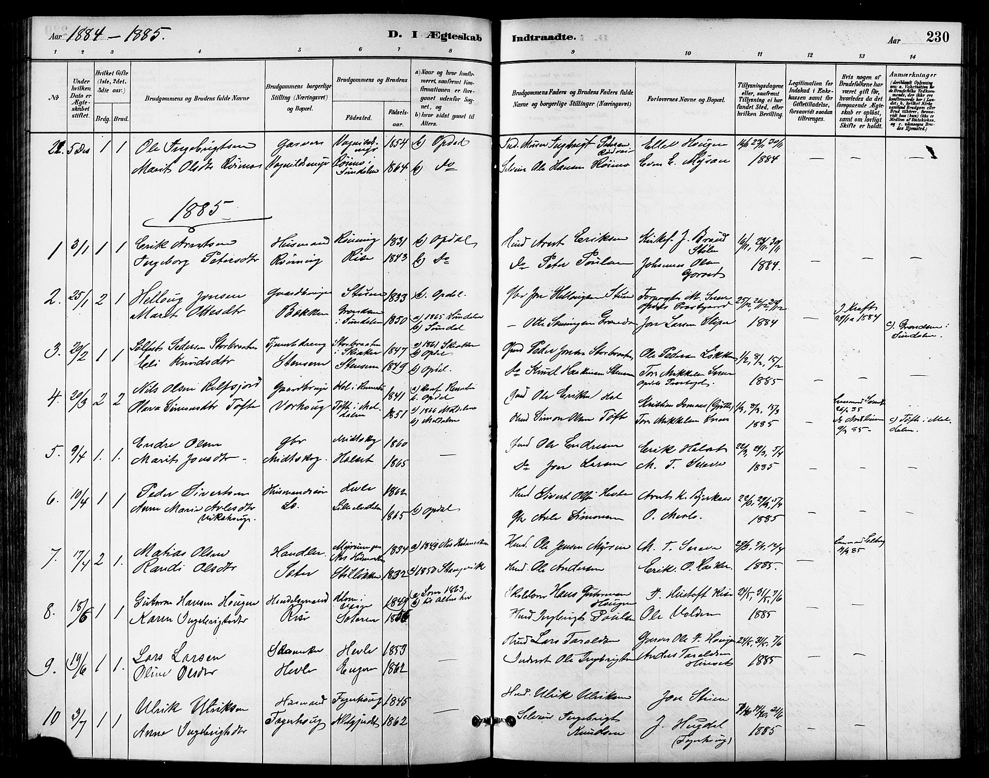 Ministerialprotokoller, klokkerbøker og fødselsregistre - Sør-Trøndelag, AV/SAT-A-1456/678/L0901: Parish register (official) no. 678A10, 1881-1894, p. 230