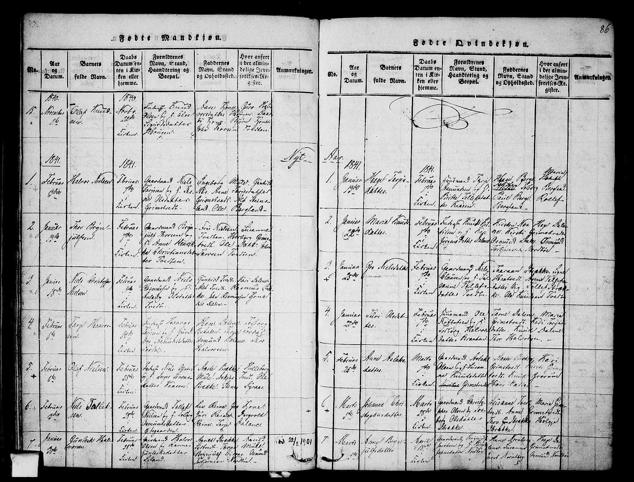 Nissedal kirkebøker, SAKO/A-288/F/Fa/L0002: Parish register (official) no. I 2, 1814-1845, p. 86