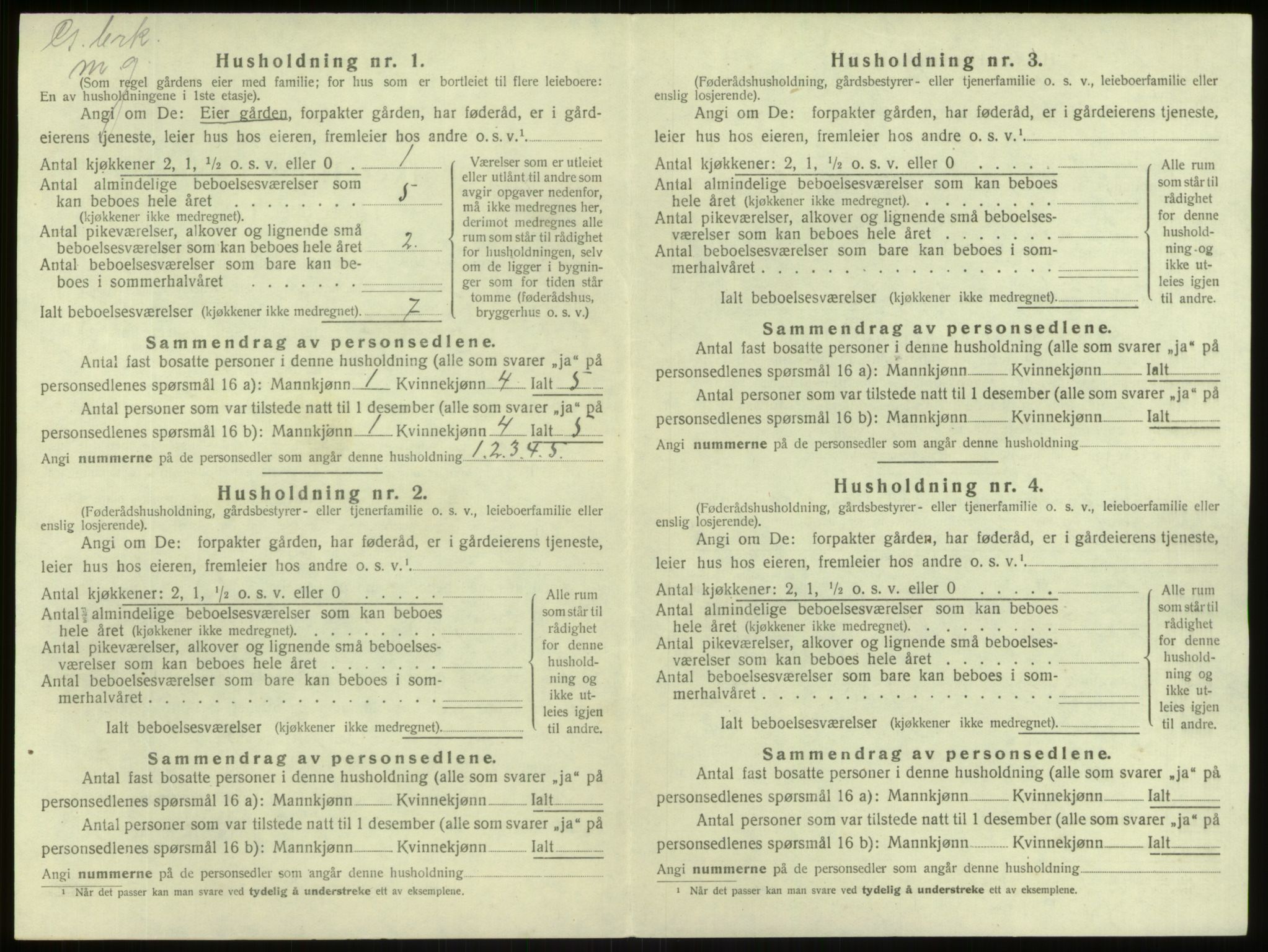 SAB, 1920 census for Lærdal, 1920, p. 761