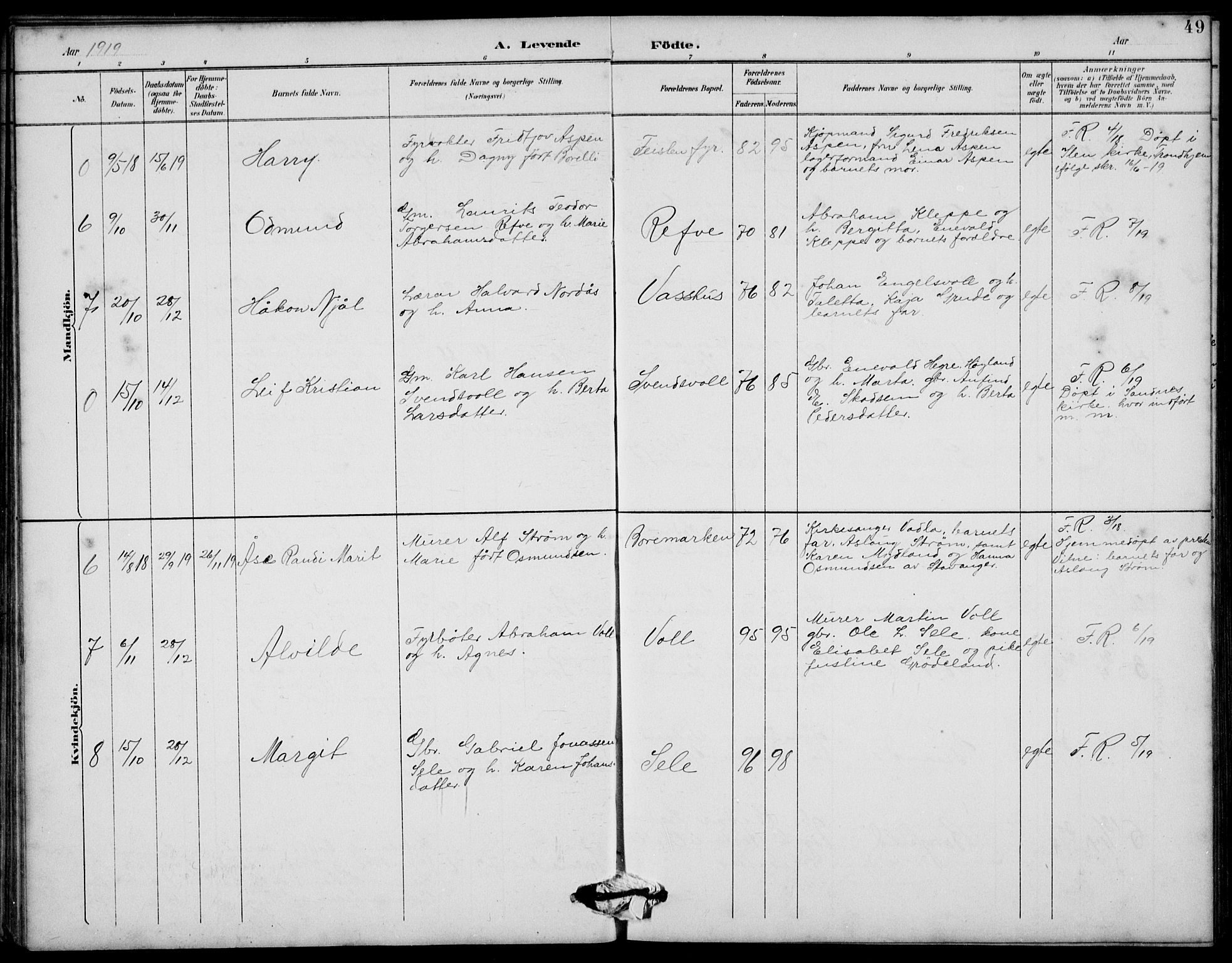 Klepp sokneprestkontor, AV/SAST-A-101803/001/3/30BB/L0006: Parish register (copy) no. B 6, 1889-1936, p. 49