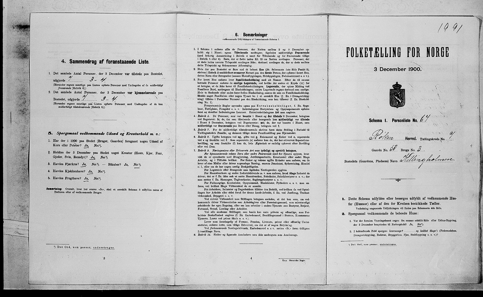 RA, 1900 census for Røyken, 1900, p. 1135