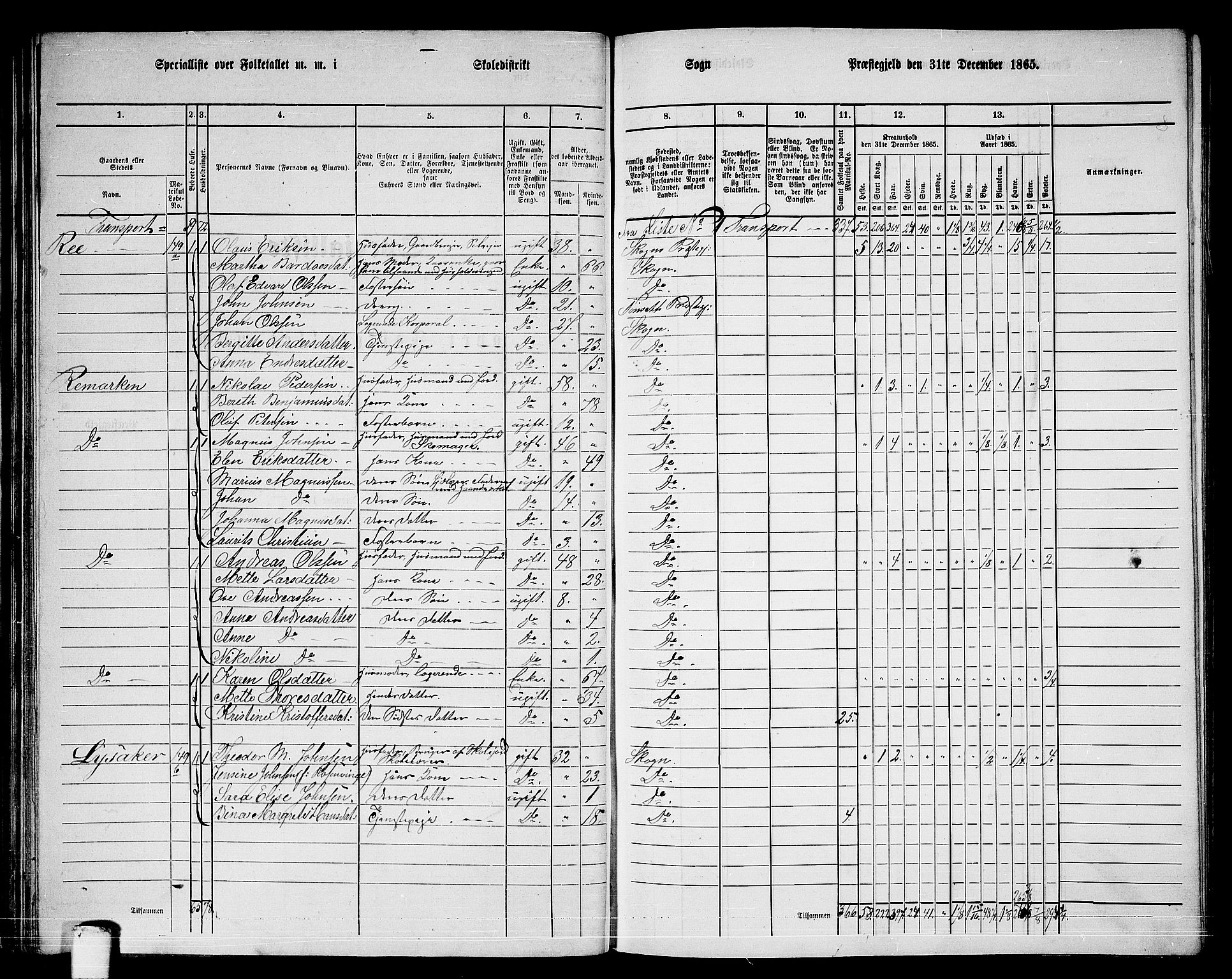 RA, 1865 census for Skogn, 1865, p. 63