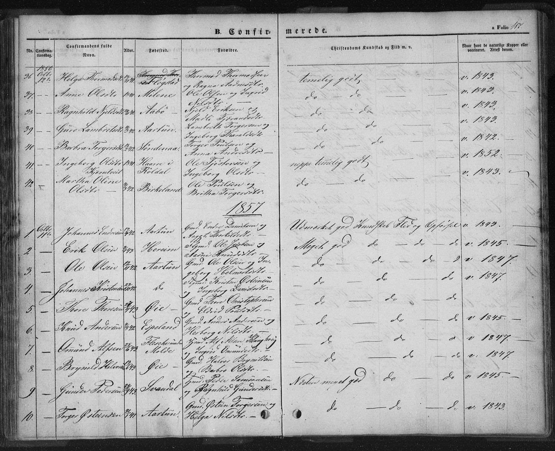 Sand sokneprestkontor, AV/SAST-A-101848/01/III/L0002: Parish register (official) no. A 2, 1838-1859, p. 117