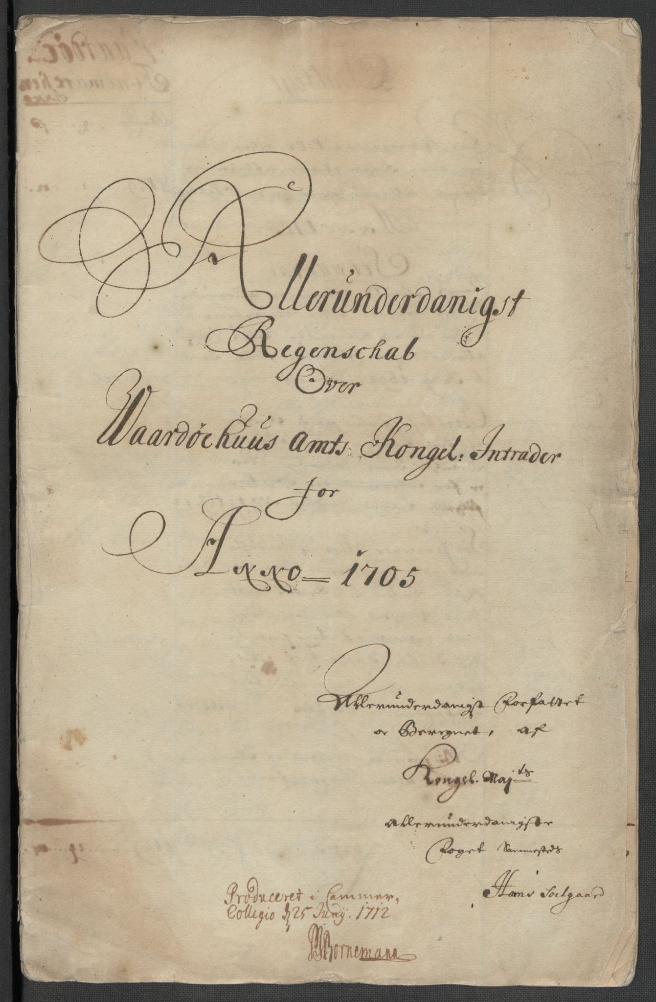 Rentekammeret inntil 1814, Reviderte regnskaper, Fogderegnskap, RA/EA-4092/R69/L4853: Fogderegnskap Finnmark/Vardøhus, 1705-1706, p. 5