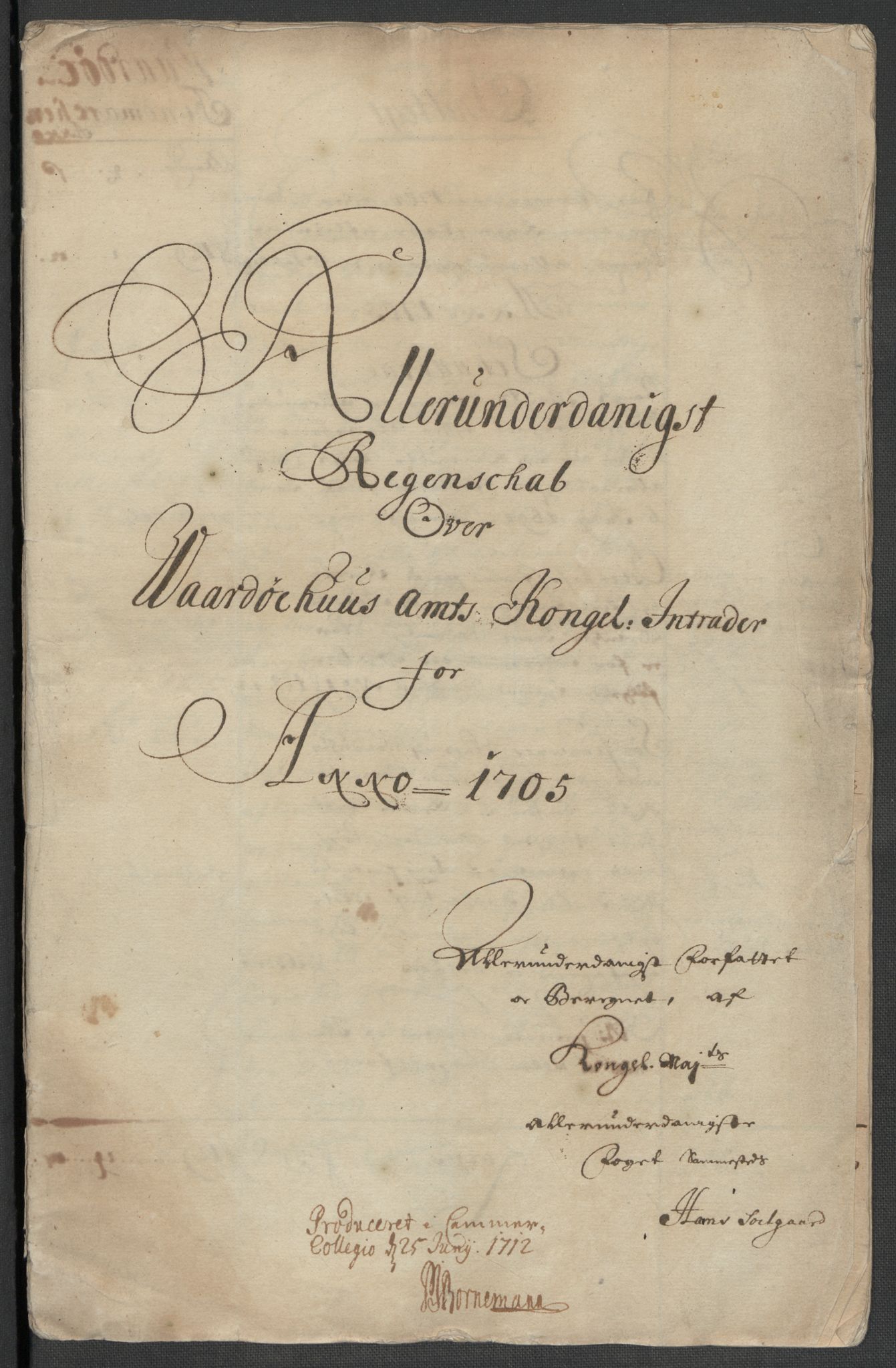 Rentekammeret inntil 1814, Reviderte regnskaper, Fogderegnskap, AV/RA-EA-4092/R69/L4853: Fogderegnskap Finnmark/Vardøhus, 1705-1706, p. 5