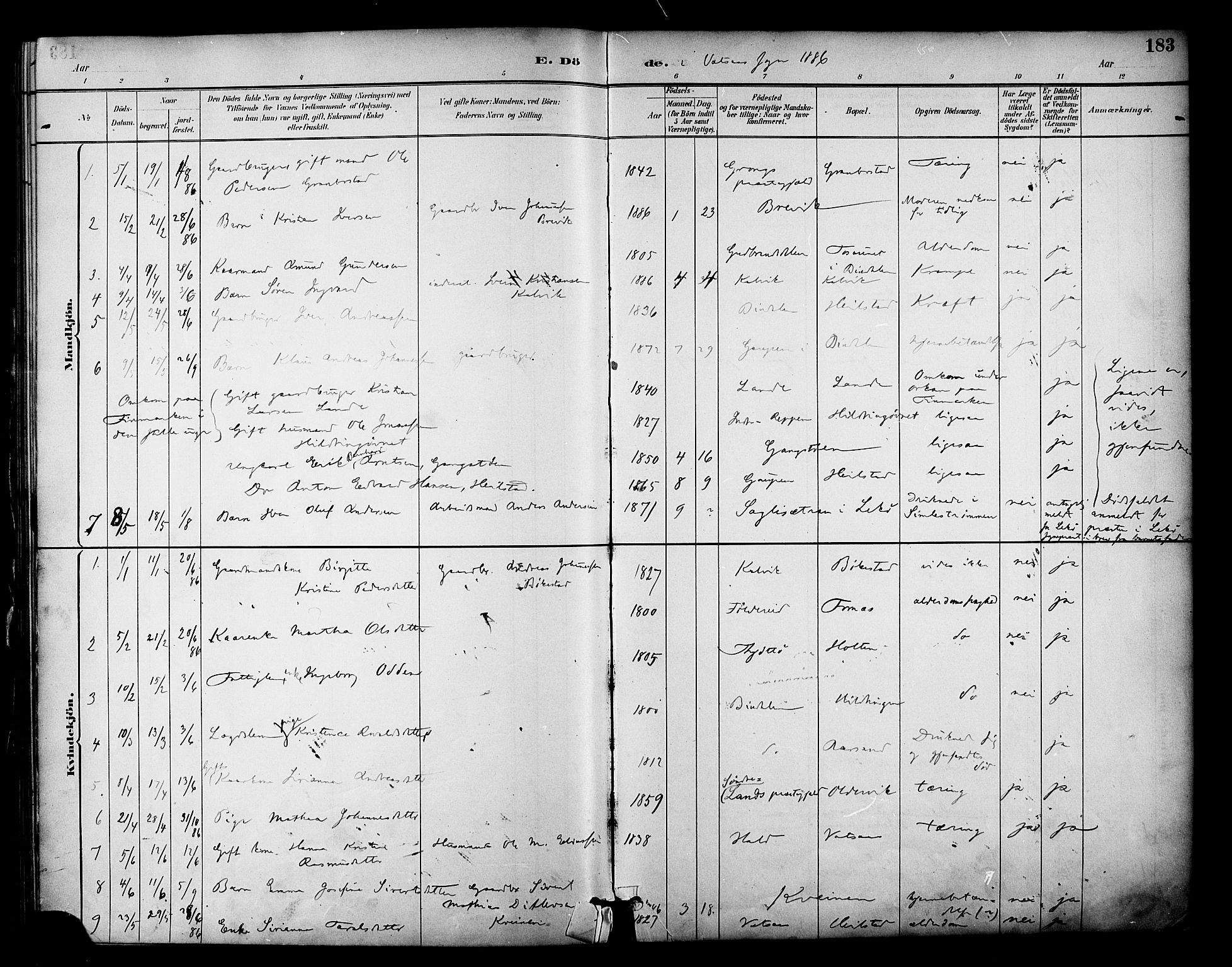 Ministerialprotokoller, klokkerbøker og fødselsregistre - Nordland, AV/SAT-A-1459/810/L0150: Parish register (official) no. 810A10 /1, 1884-1895, p. 183