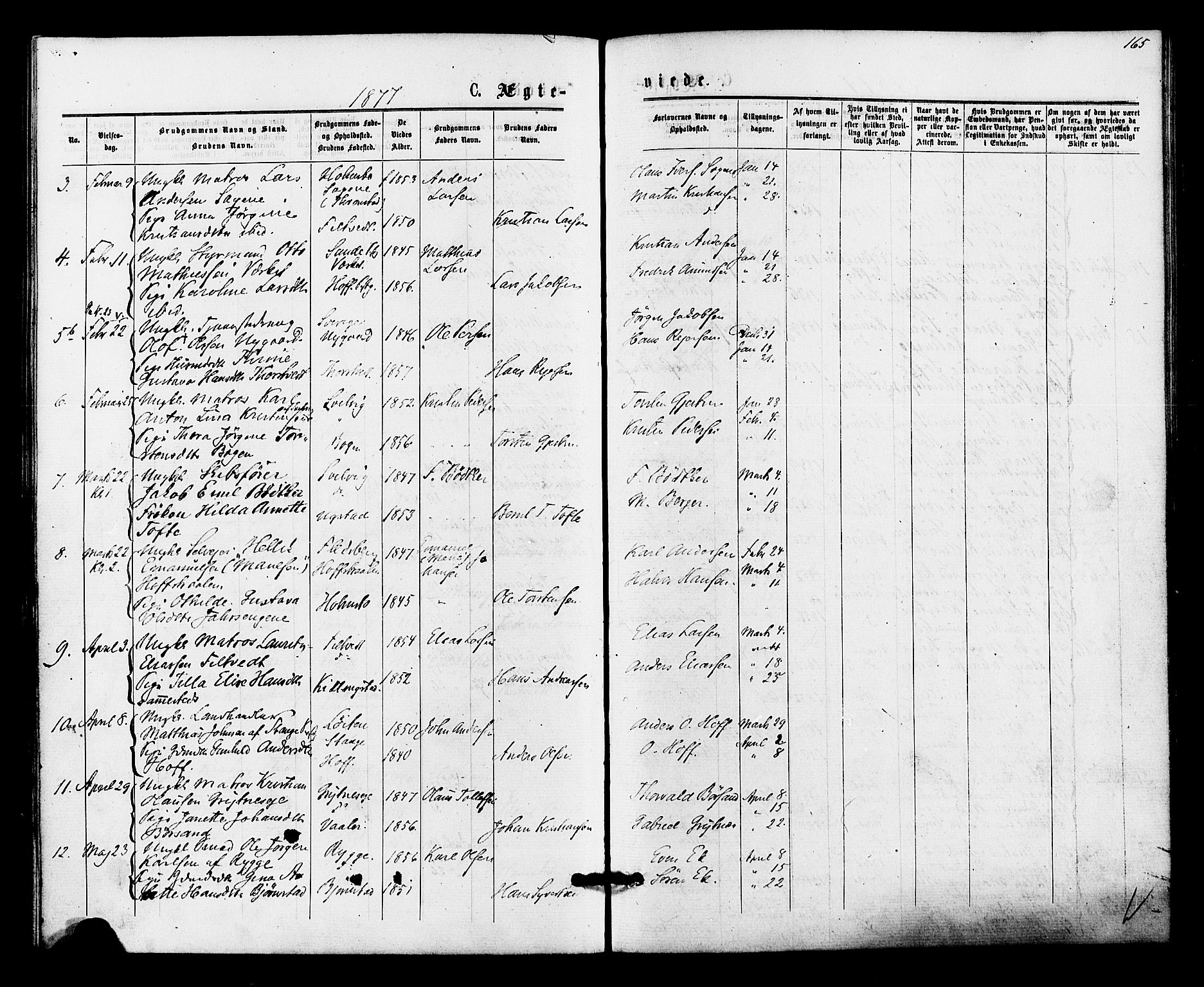 Hurum kirkebøker, AV/SAKO-A-229/F/Fa/L0013: Parish register (official) no. 13, 1876-1881, p. 165