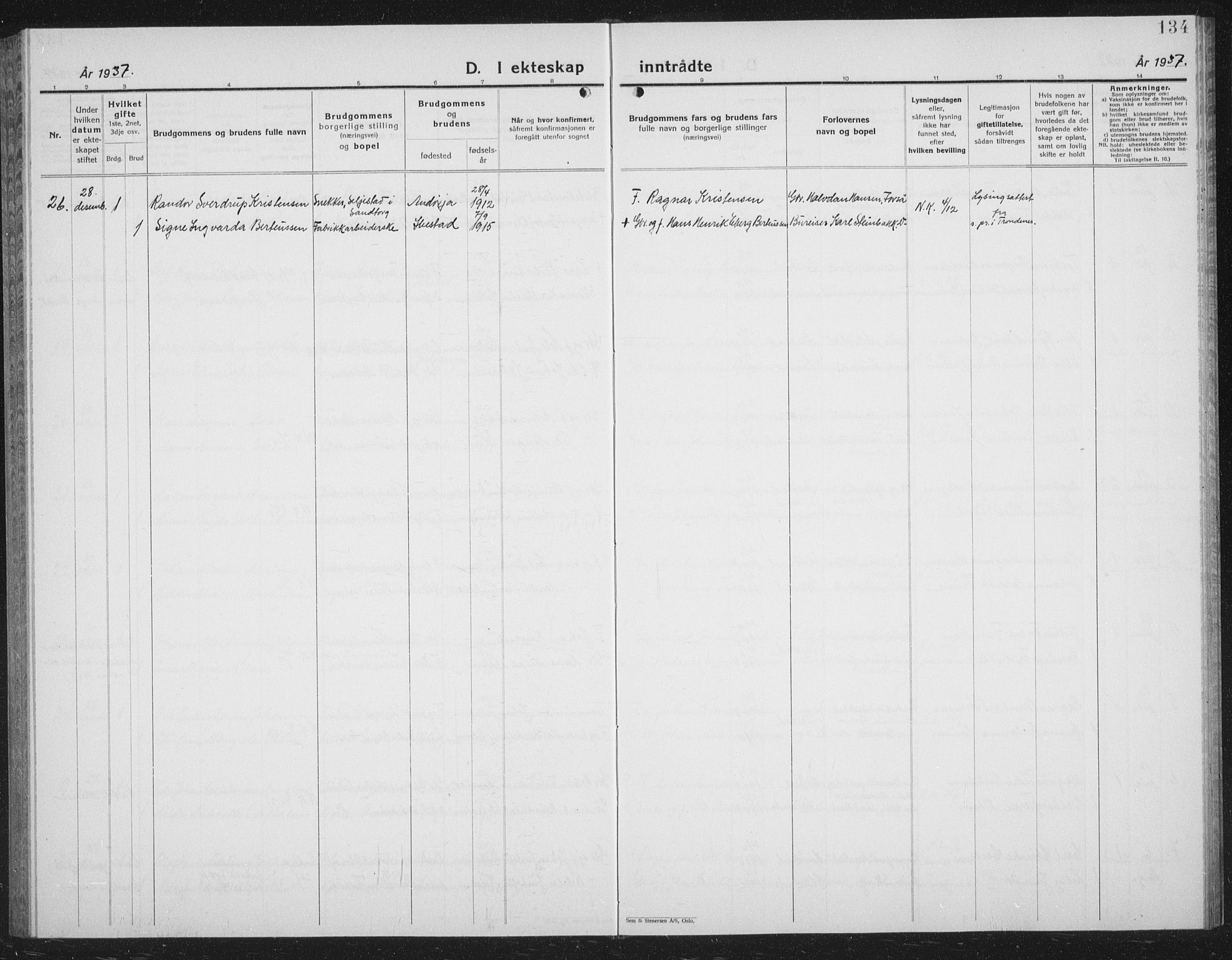 Ibestad sokneprestembete, SATØ/S-0077/H/Ha/Hab/L0011klokker: Parish register (copy) no. 11, 1930-1942, p. 134
