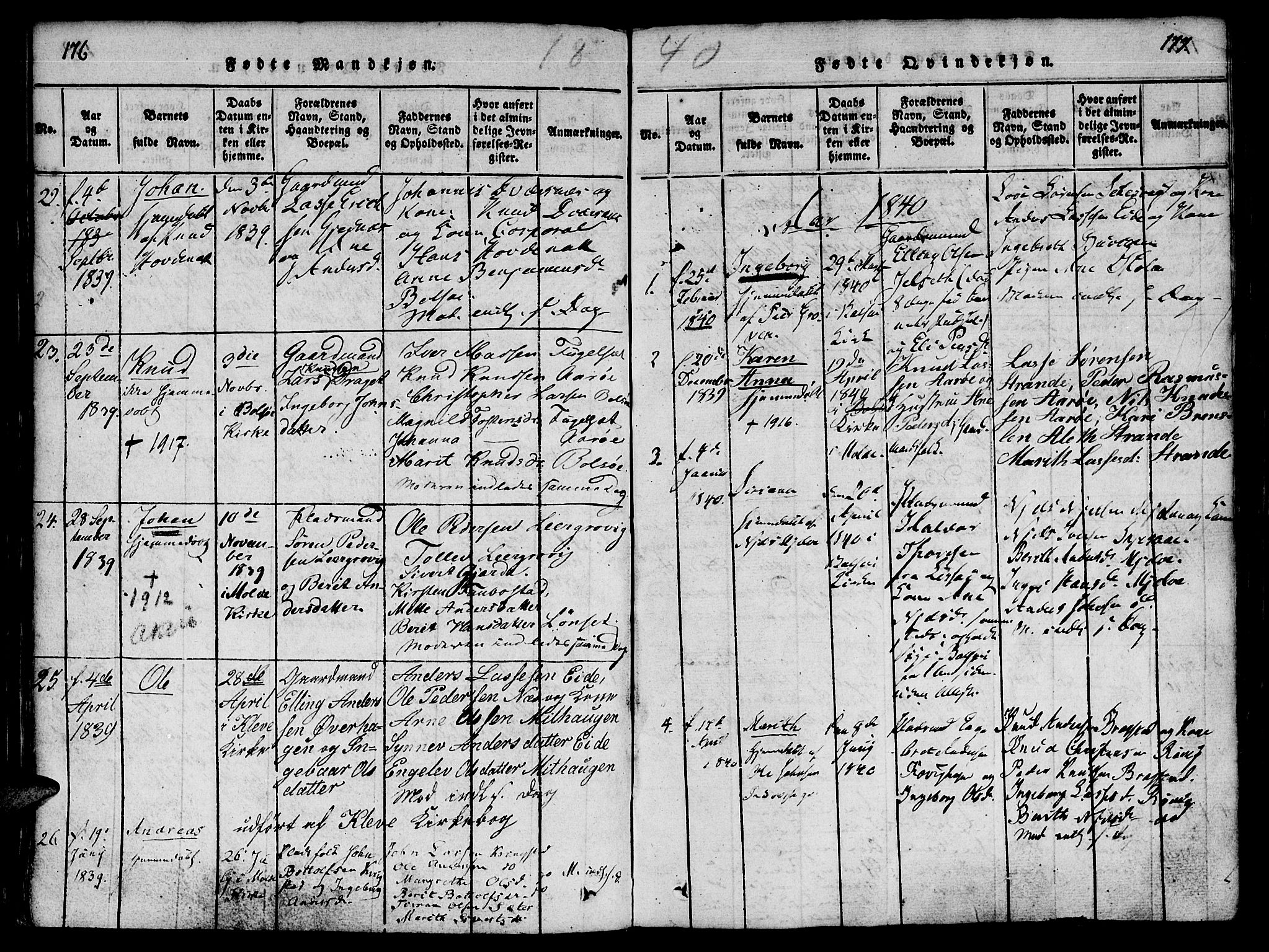 Ministerialprotokoller, klokkerbøker og fødselsregistre - Møre og Romsdal, SAT/A-1454/555/L0652: Parish register (official) no. 555A03, 1817-1843, p. 176-177