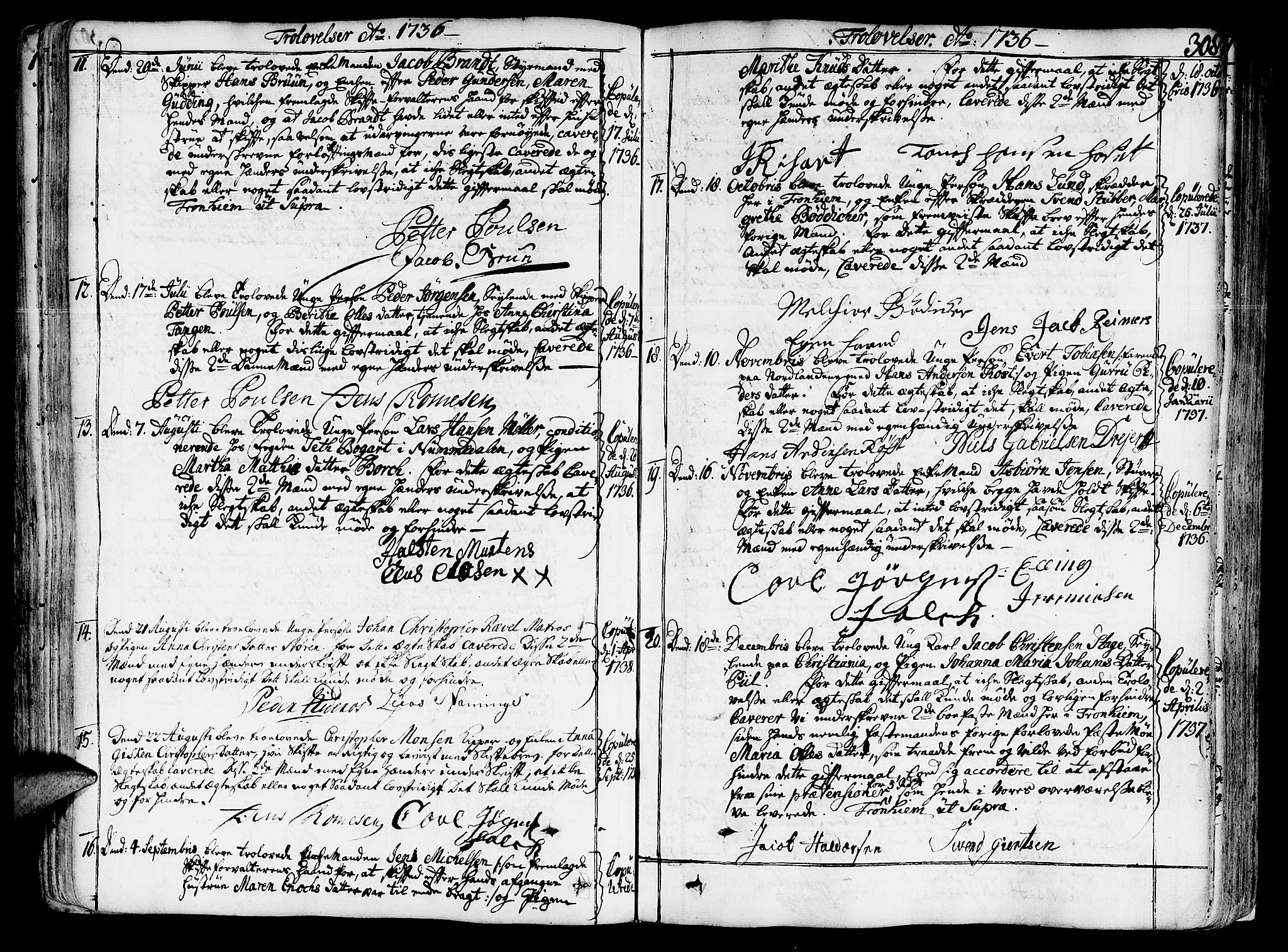 Ministerialprotokoller, klokkerbøker og fødselsregistre - Sør-Trøndelag, SAT/A-1456/602/L0103: Parish register (official) no. 602A01, 1732-1774, p. 308