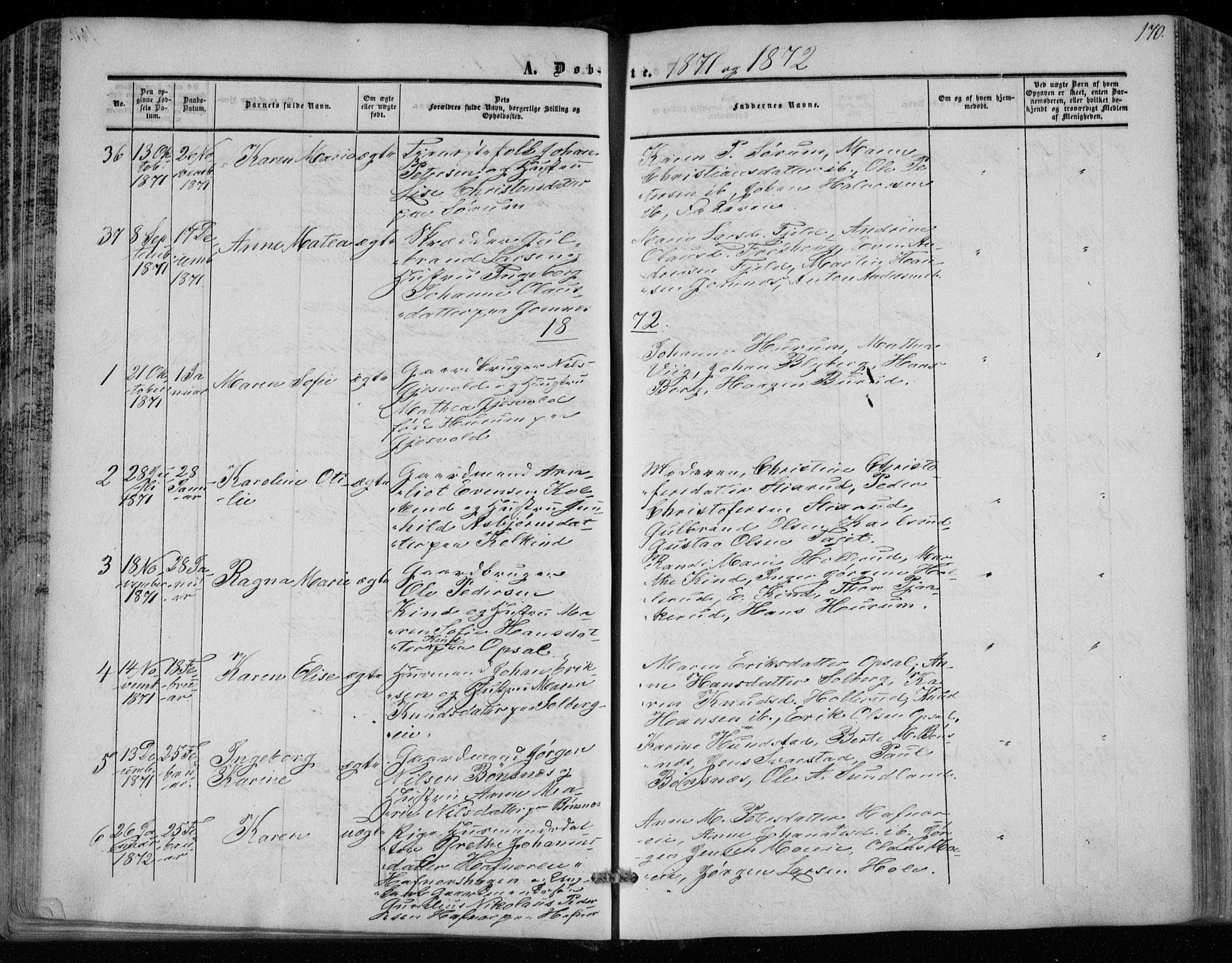 Hole kirkebøker, SAKO/A-228/F/Fa/L0006: Parish register (official) no. I 6, 1852-1872, p. 170