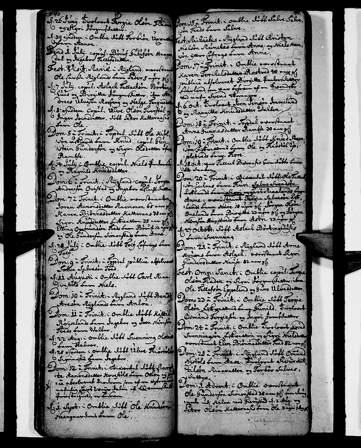 Åmli sokneprestkontor, AV/SAK-1111-0050/F/Fa/Fac/L0001: Parish register (official) no. A 1, 1711-1740, p. 40-41