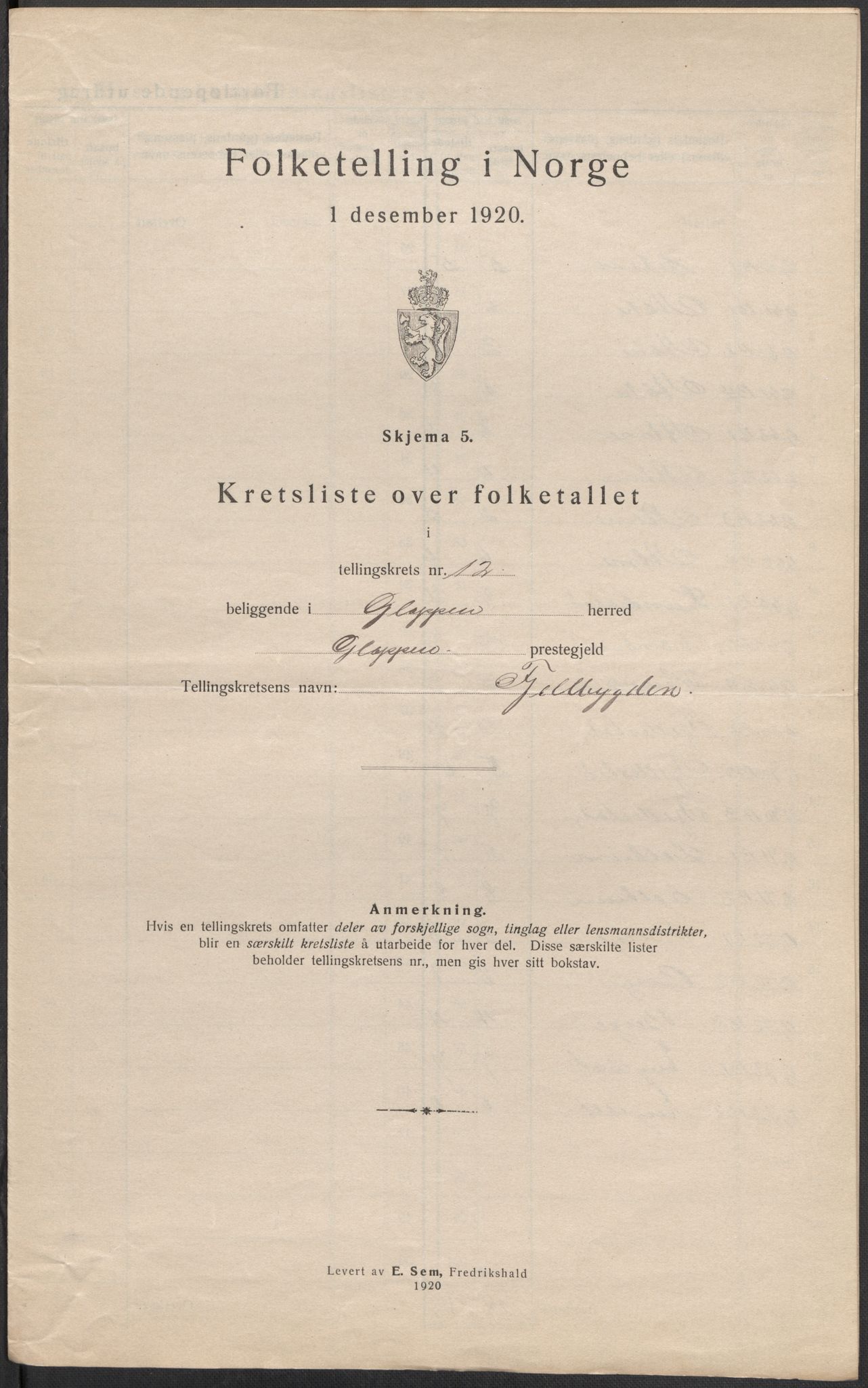 SAB, 1920 census for Gloppen, 1920, p. 39