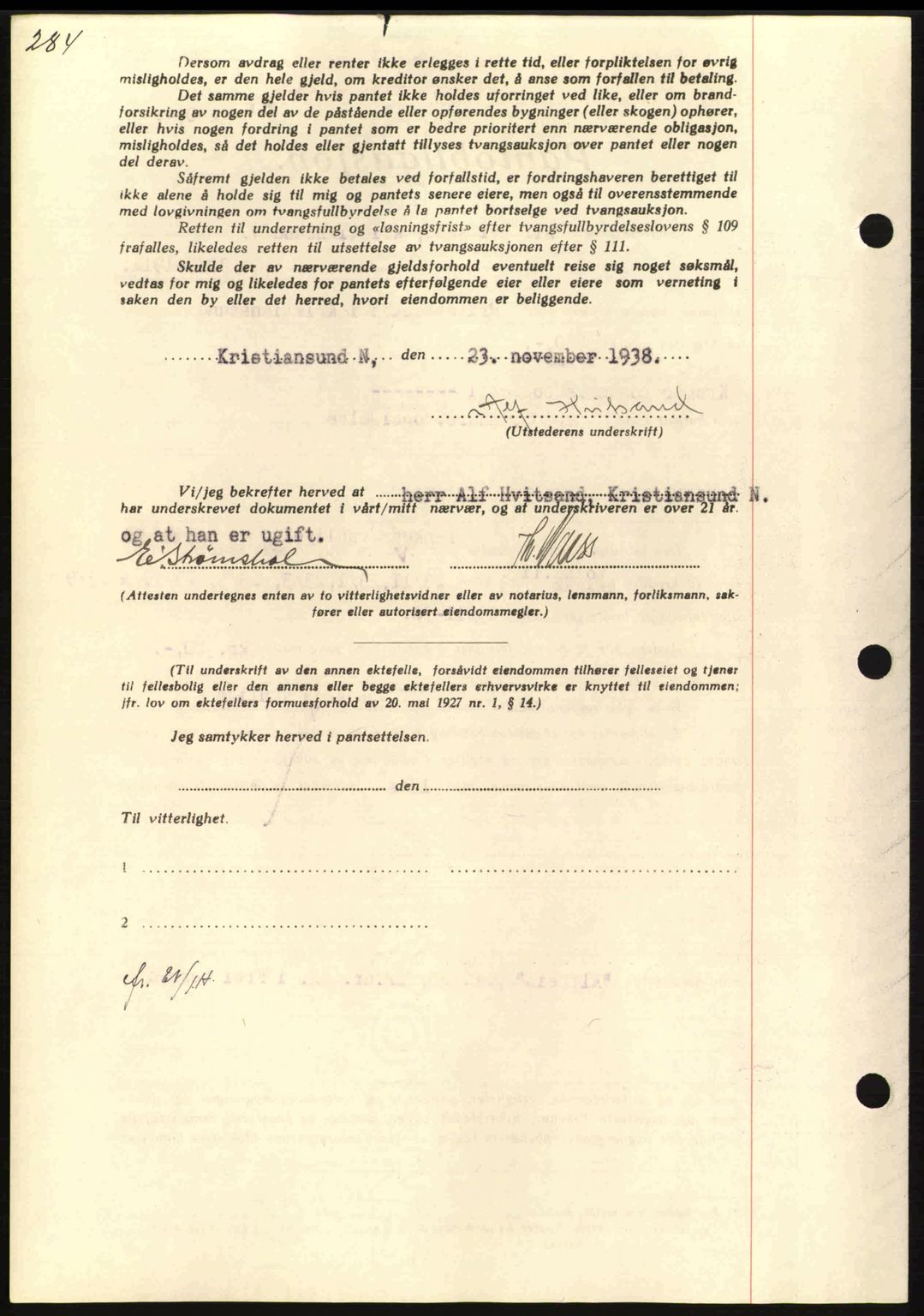 Nordmøre sorenskriveri, AV/SAT-A-4132/1/2/2Ca: Mortgage book no. B84, 1938-1939, Diary no: : 2743/1938