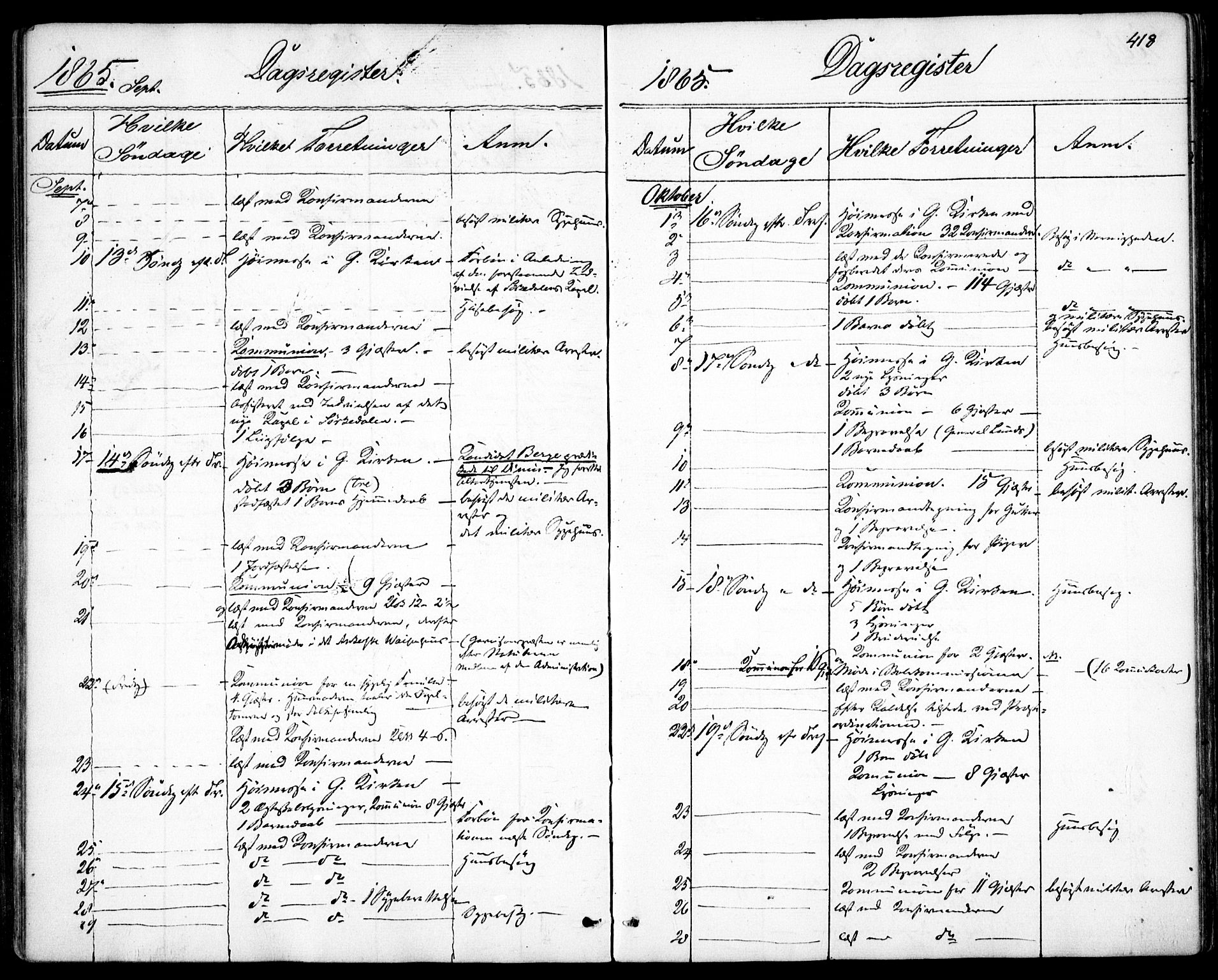 Garnisonsmenigheten Kirkebøker, AV/SAO-A-10846/F/Fa/L0010: Parish register (official) no. 10, 1859-1869, p. 418