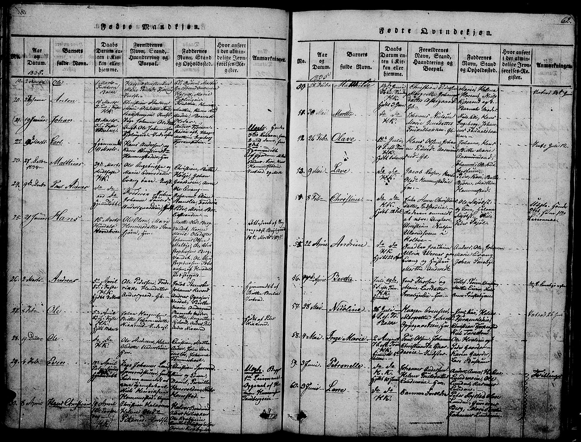 Østre Toten prestekontor, SAH/PREST-104/H/Ha/Hab/L0001: Parish register (copy) no. 1, 1827-1839, p. 62