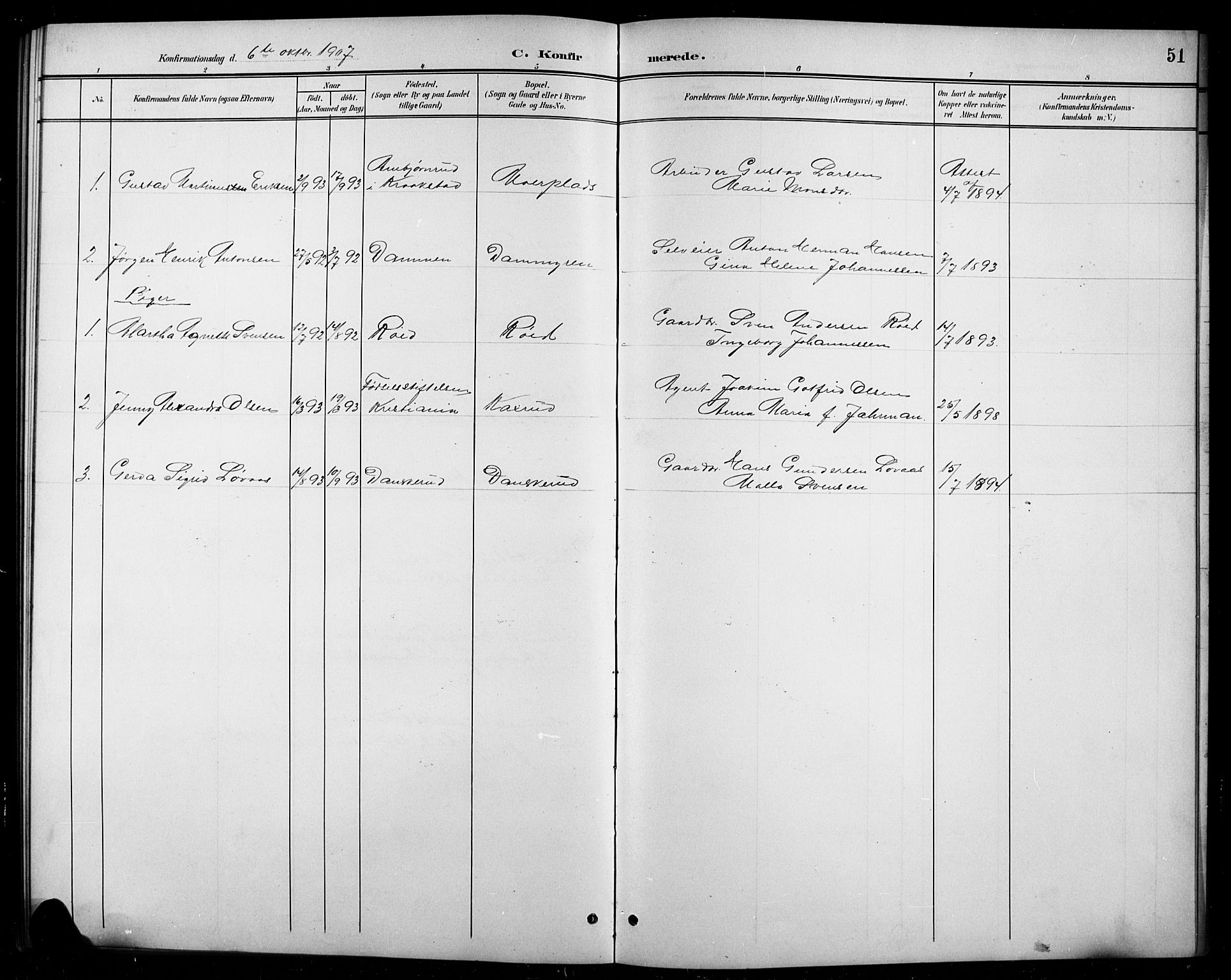 Ås prestekontor Kirkebøker, AV/SAO-A-10894/G/Gc/L0001: Parish register (copy) no. III 1, 1901-1924, p. 51