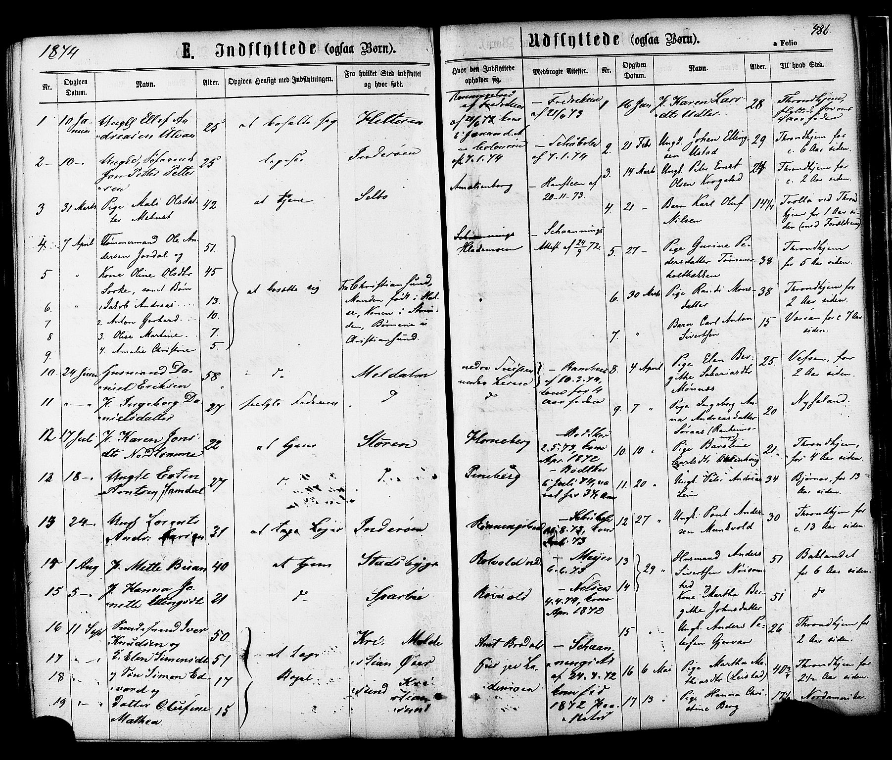 Ministerialprotokoller, klokkerbøker og fødselsregistre - Sør-Trøndelag, SAT/A-1456/606/L0293: Parish register (official) no. 606A08, 1866-1877, p. 486