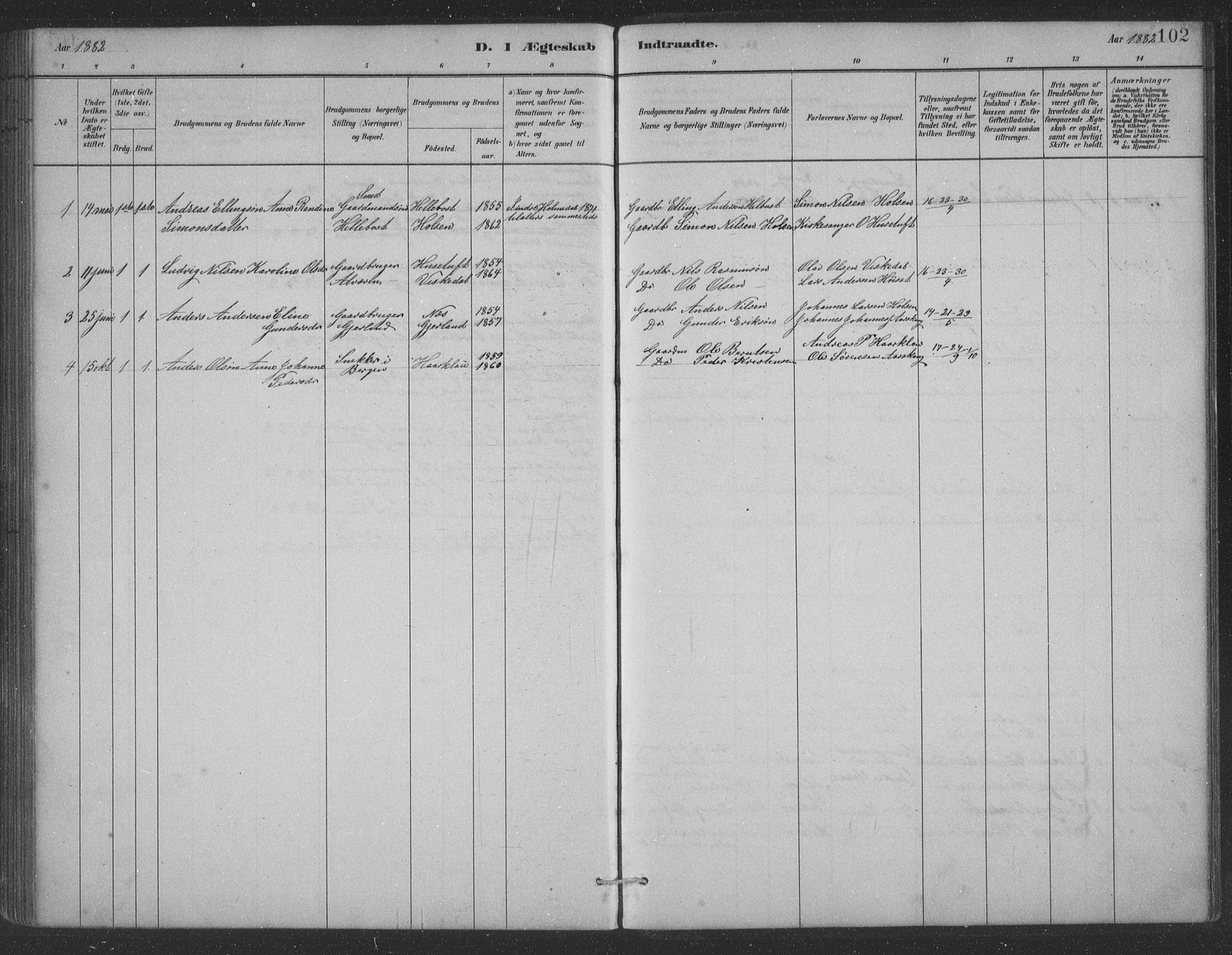 Førde sokneprestembete, SAB/A-79901/H/Hab/Habc/L0002: Parish register (copy) no. C 2, 1881-1911, p. 102