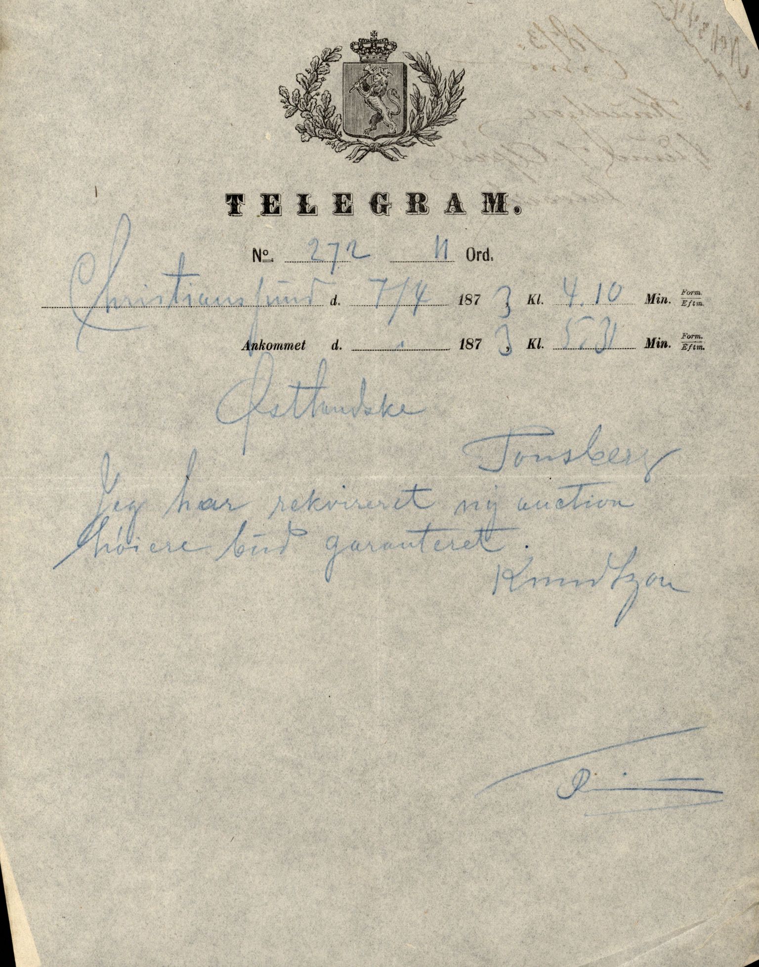 Pa 63 - Østlandske skibsassuranceforening, VEMU/A-1079/G/Ga/L0005/0029: Havaridokumenter / Nordpolen, 1873