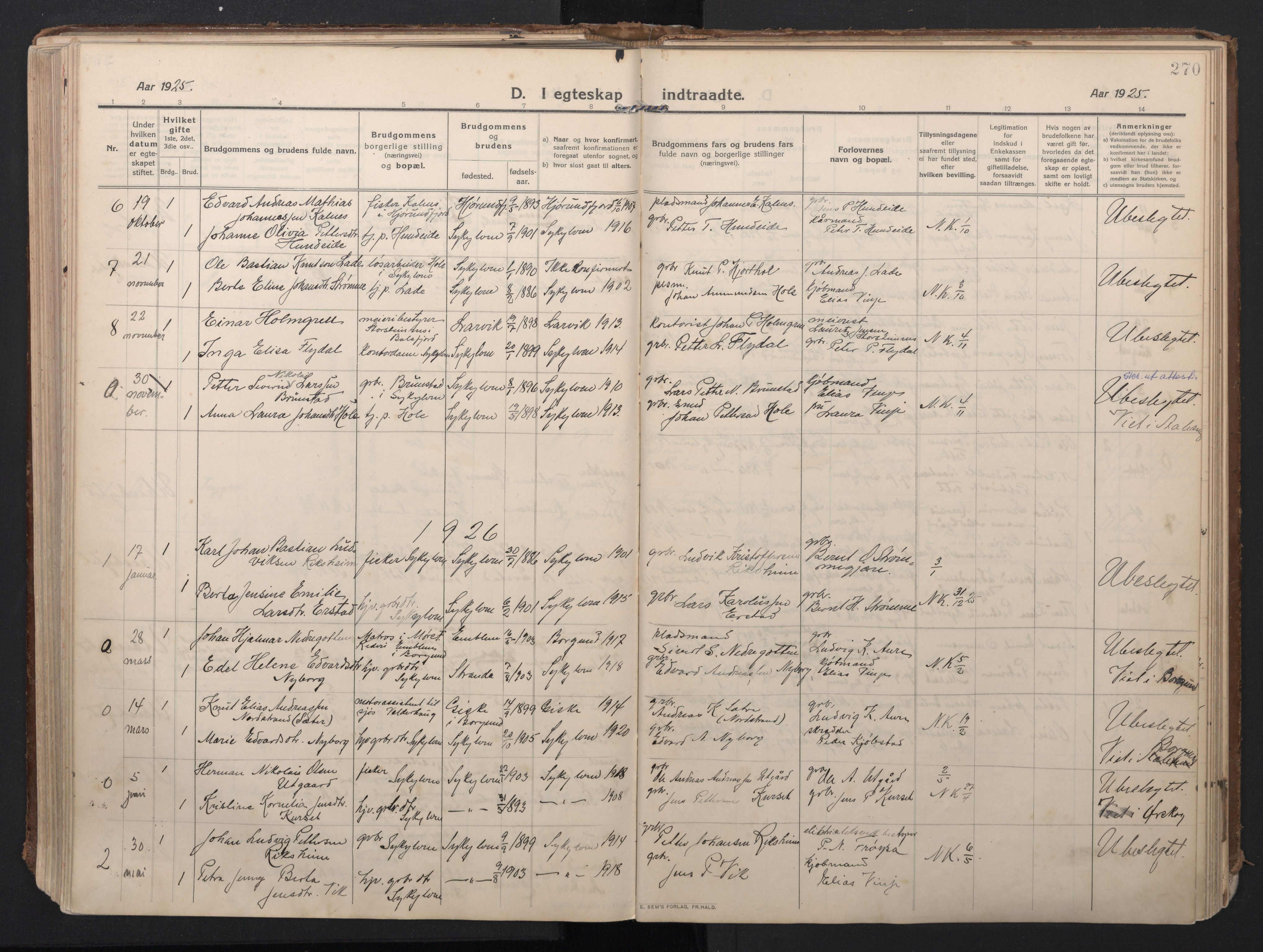 Ministerialprotokoller, klokkerbøker og fødselsregistre - Møre og Romsdal, AV/SAT-A-1454/523/L0337: Parish register (official) no. 523A04, 1911-1929, p. 270