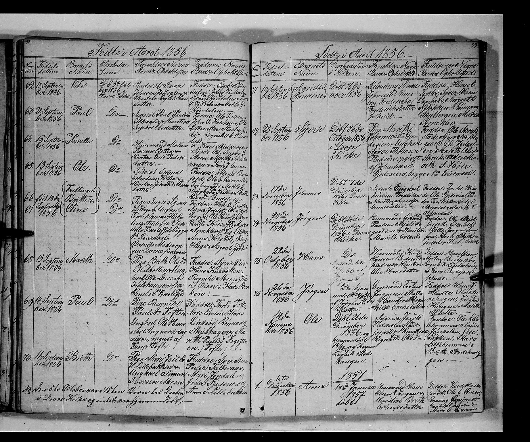 Lesja prestekontor, SAH/PREST-068/H/Ha/Hab/L0003: Parish register (copy) no. 3, 1842-1862, p. 98-99