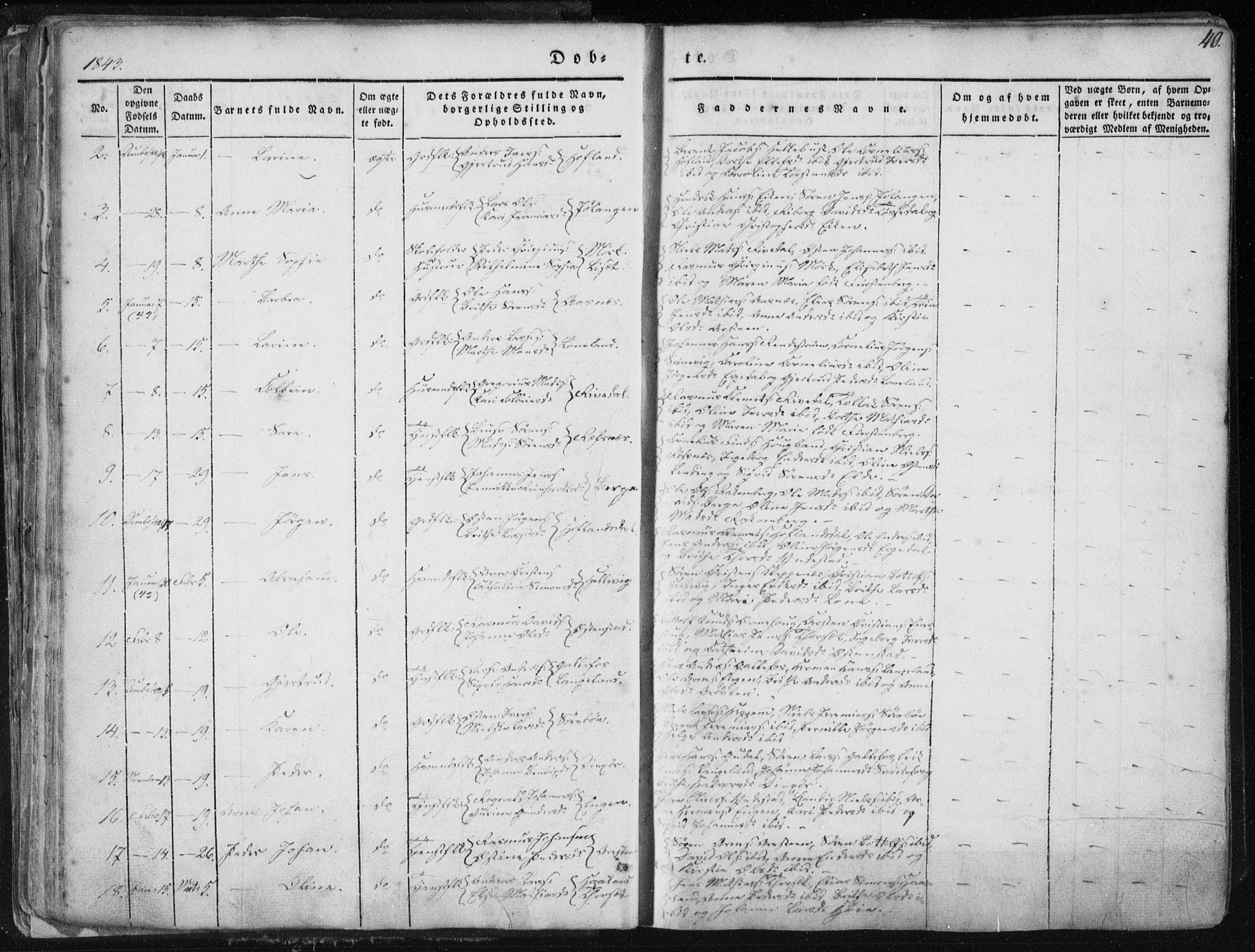 Fjaler sokneprestembete, SAB/A-79801/H/Haa/Haaa/L0006: Parish register (official) no. A 6, 1835-1884, p. 40