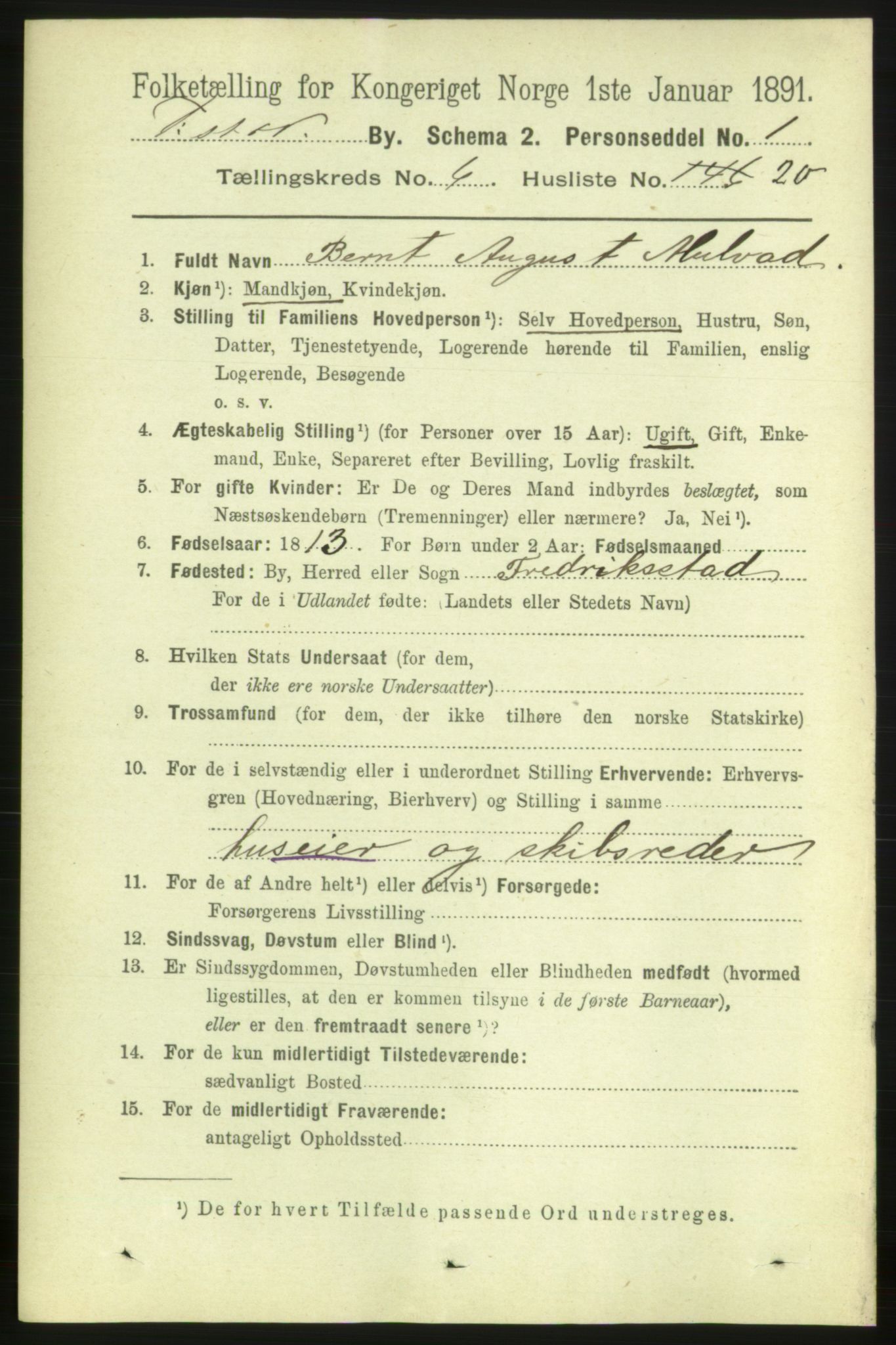 RA, 1891 census for 0103 Fredrikstad, 1891, p. 7824