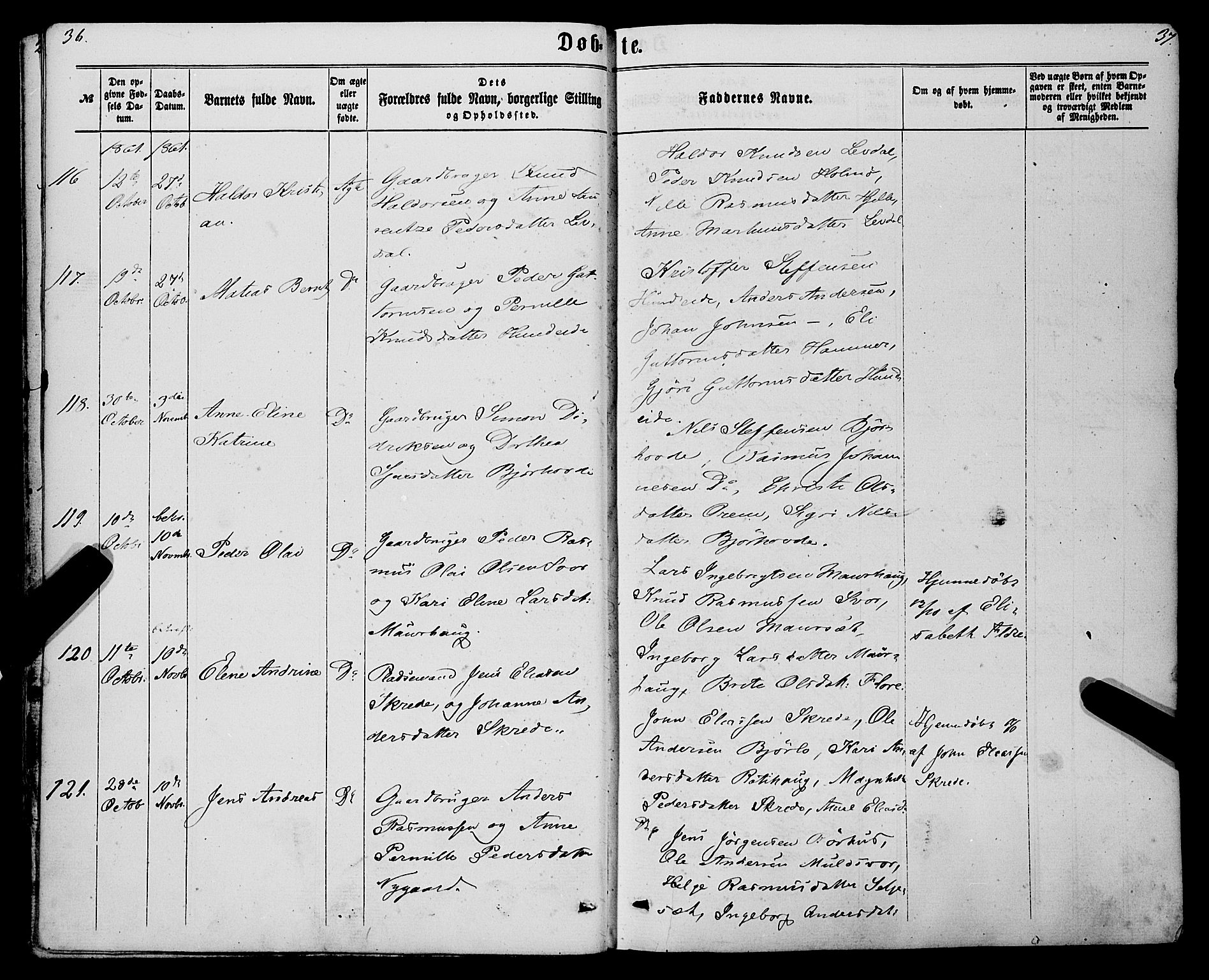 Eid sokneprestembete, AV/SAB-A-82301/H/Haa/Haaa/L0009: Parish register (official) no. A 9, 1861-1868, p. 36-37