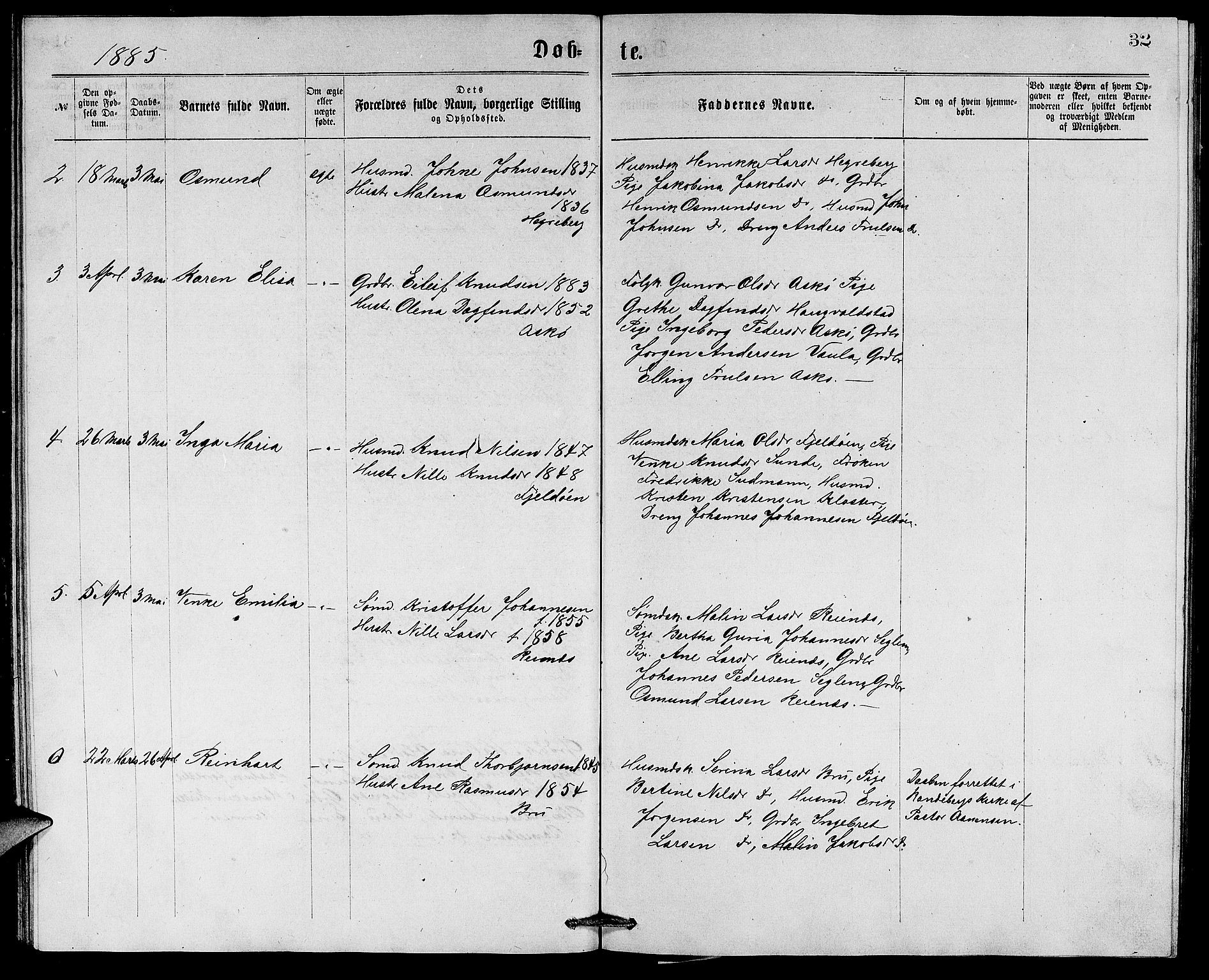 Rennesøy sokneprestkontor, AV/SAST-A -101827/H/Ha/Hab/L0005: Parish register (copy) no. B 5, 1871-1890, p. 32