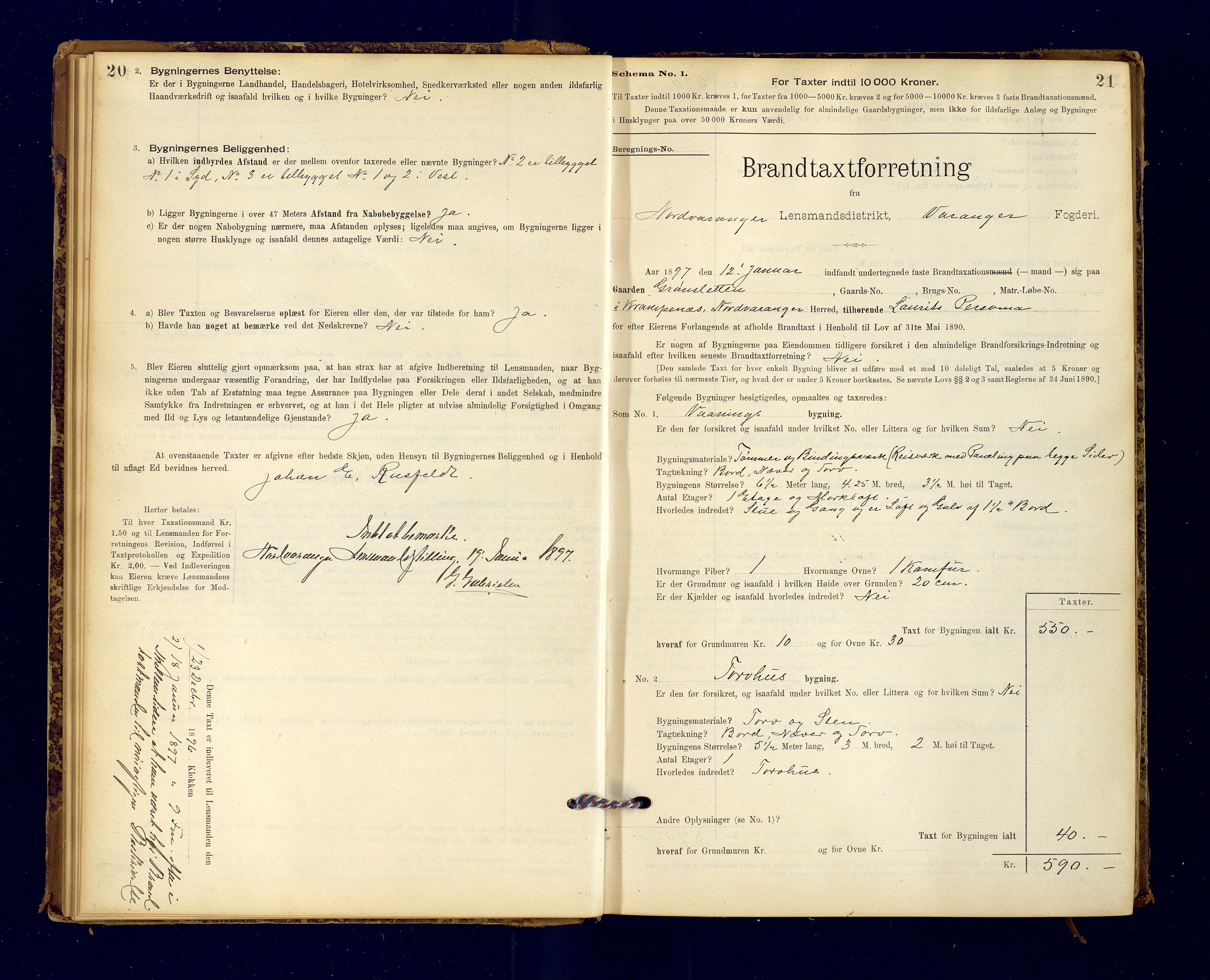 Nord-Varanger (Vadsø) lensmannskontor, AV/SATØ-S-1166/1/Fp/Fpb/L0198: Branntakstprotokoller, 1895-1913, p. 20-21