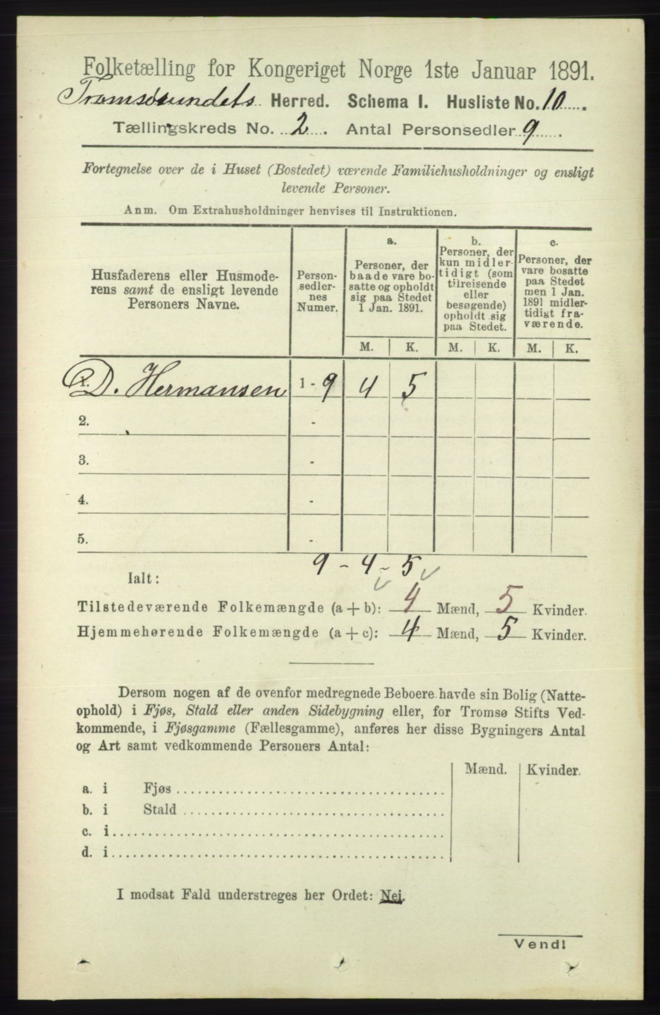 RA, 1891 census for 1934 Tromsøysund, 1891, p. 522