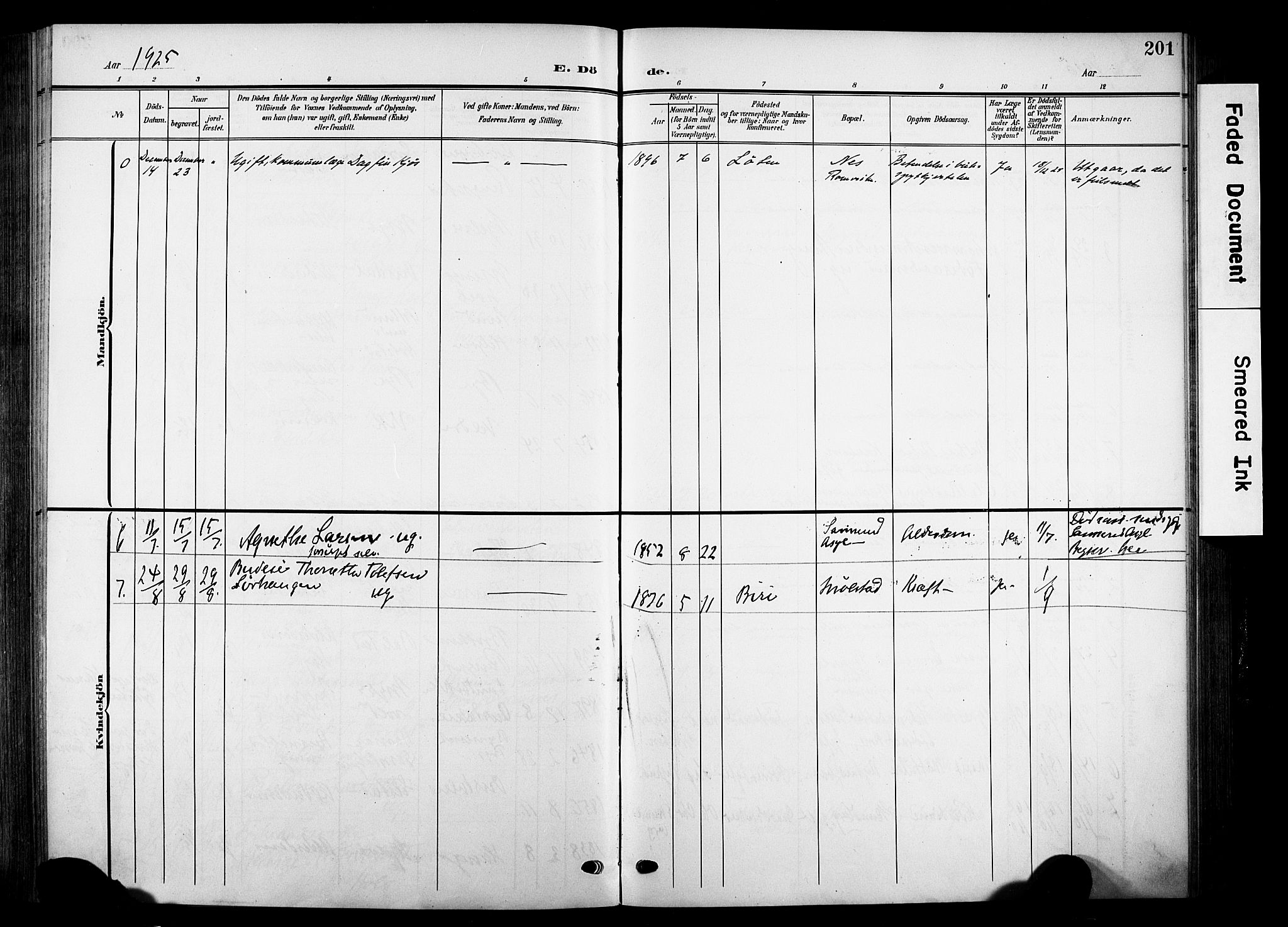 Nes prestekontor, Hedmark, SAH/PREST-020/K/Ka/L0014: Parish register (official) no. 14, 1906-1929, p. 201