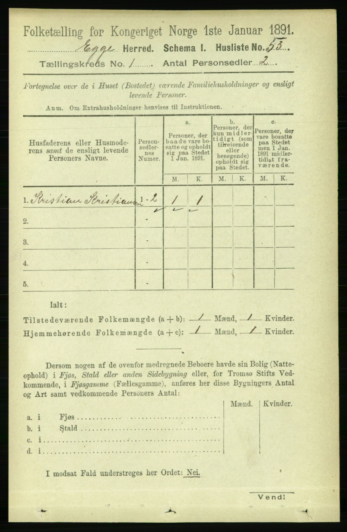 RA, 1891 census for 1733 Egge, 1891, p. 67