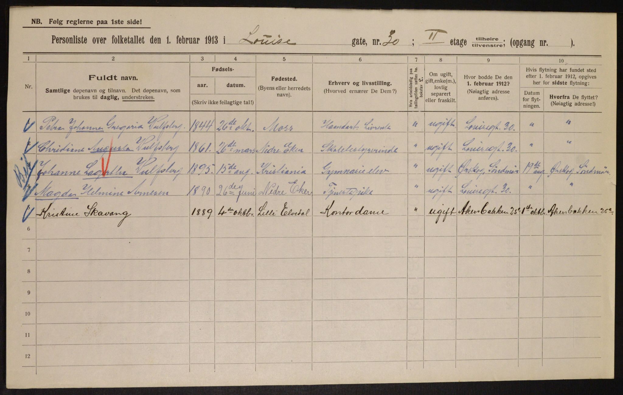 OBA, Municipal Census 1913 for Kristiania, 1913, p. 58211