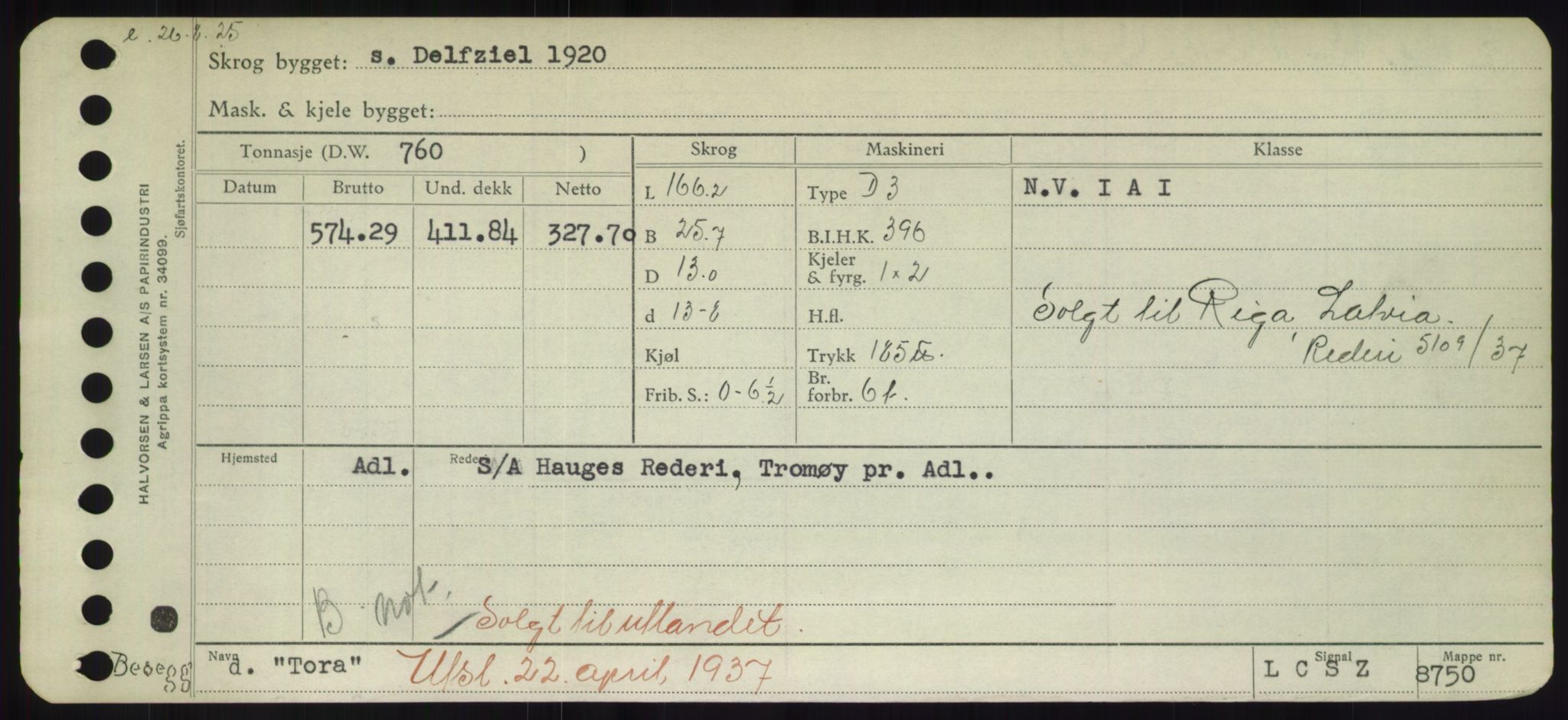 Sjøfartsdirektoratet med forløpere, Skipsmålingen, RA/S-1627/H/Hd/L0039: Fartøy, Ti-Tø, p. 223