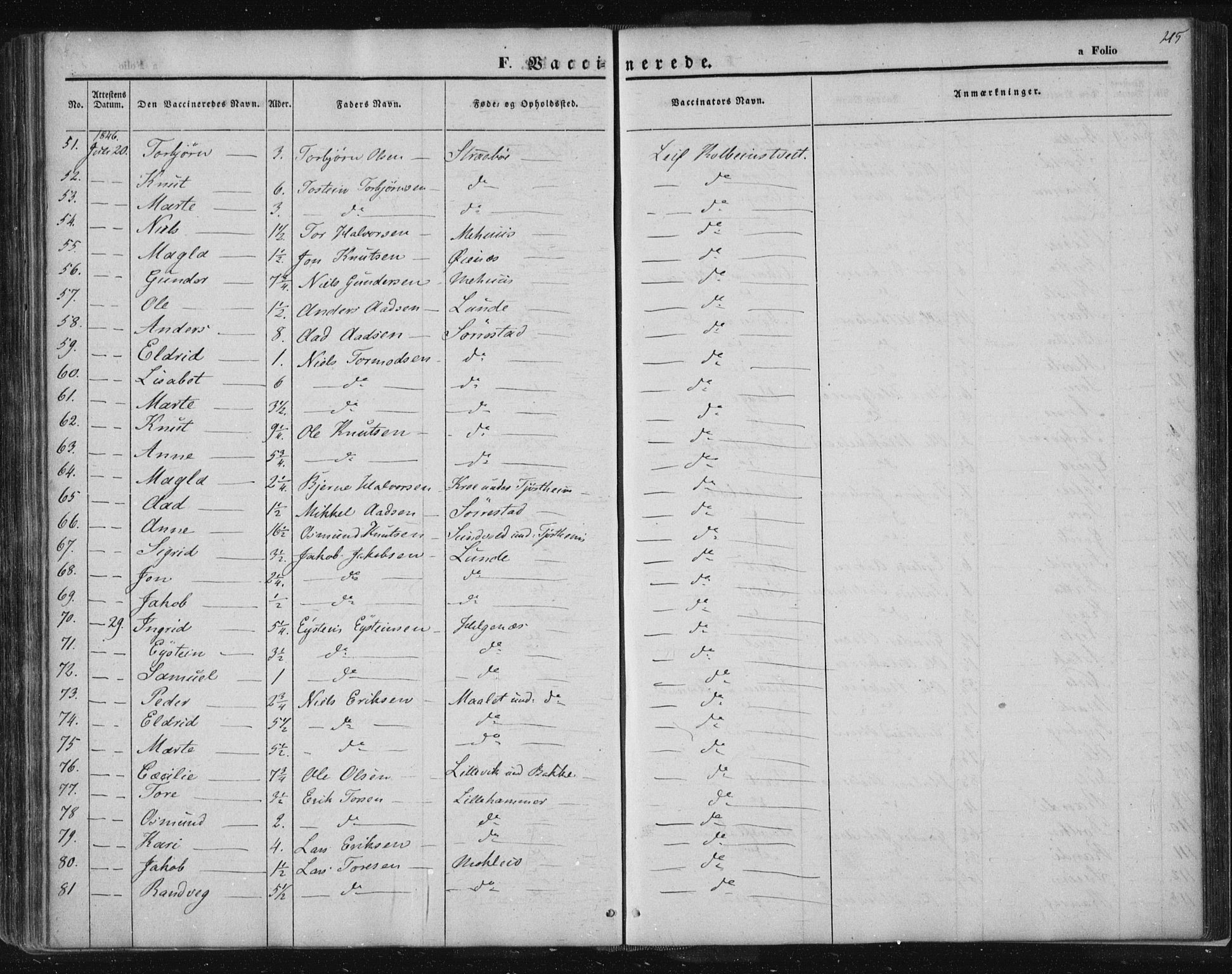 Suldal sokneprestkontor, SAST/A-101845/01/IV/L0008: Parish register (official) no. A 8, 1836-1853, p. 215