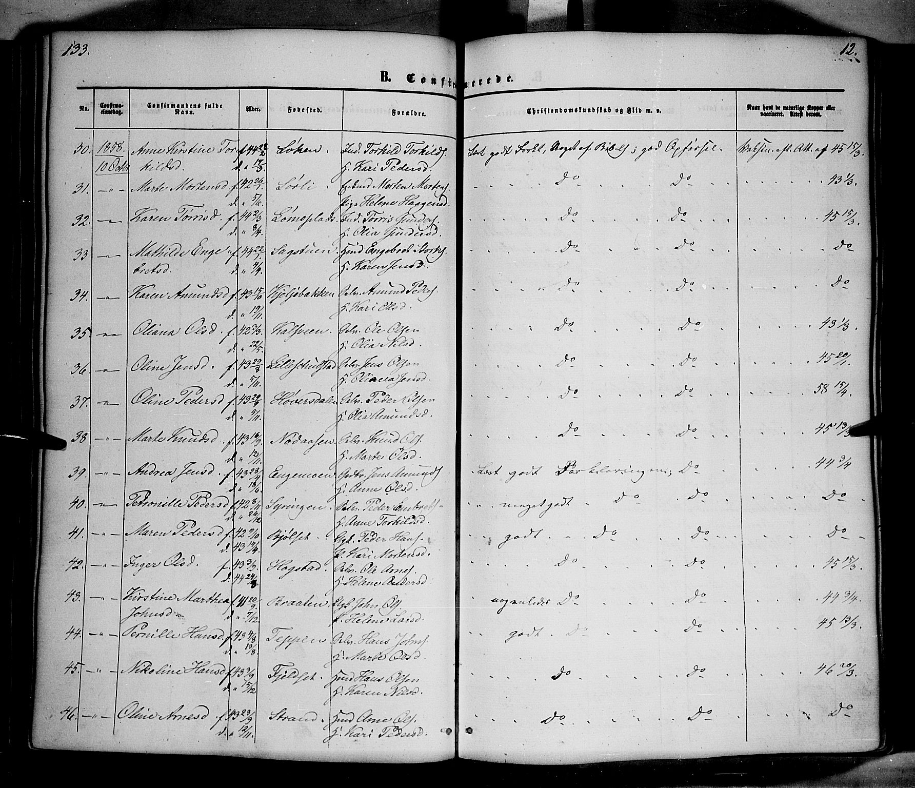 Elverum prestekontor, AV/SAH-PREST-044/H/Ha/Haa/L0010: Parish register (official) no. 10, 1857-1868, p. 133