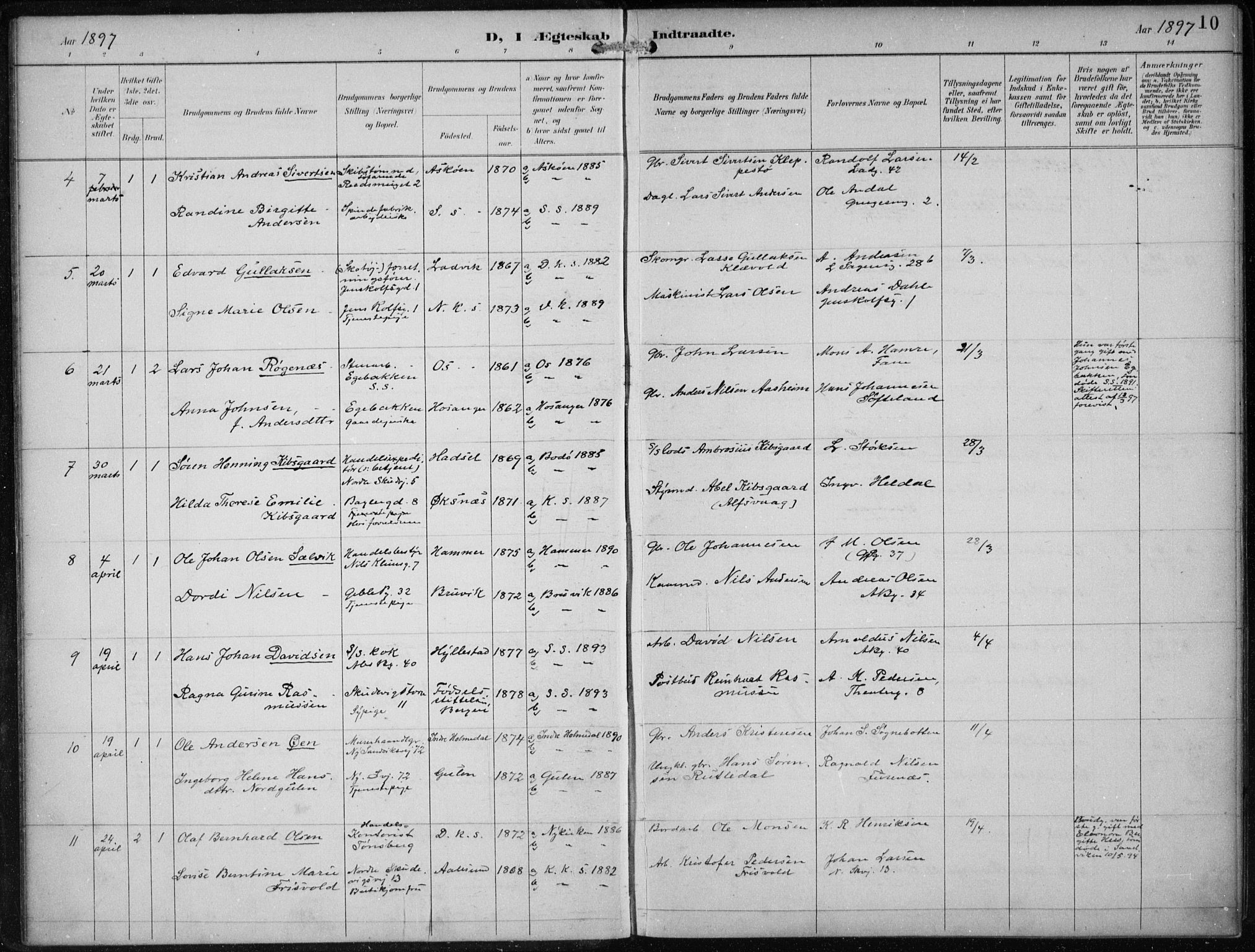 Sandviken Sokneprestembete, AV/SAB-A-77601/H/Ha/L0014: Parish register (official) no. D 1, 1896-1911, p. 10