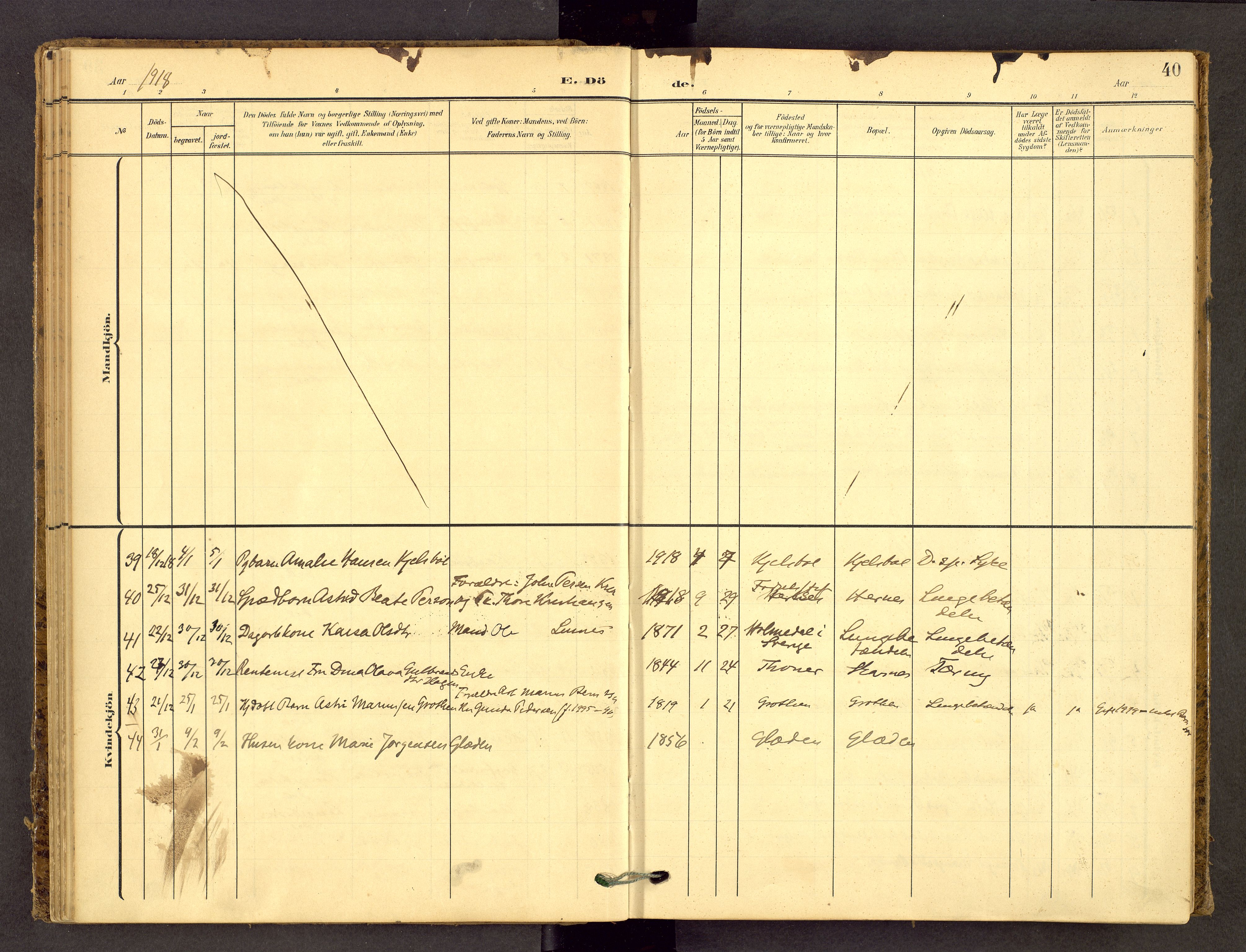 Sør-Odal prestekontor, SAH/PREST-030/H/Ha/Haa/L0010: Parish register (official) no. 10, 1907-1968, p. 40