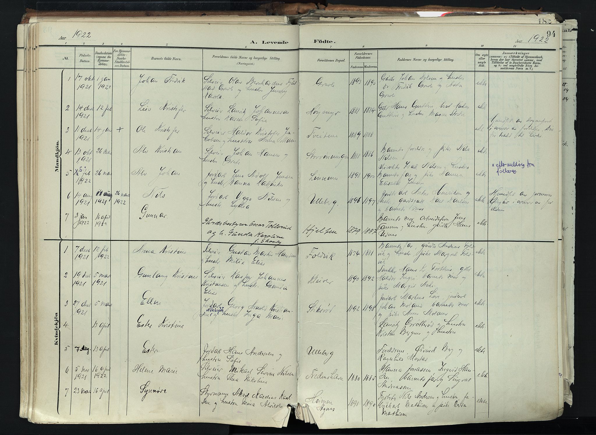 Brunlanes kirkebøker, AV/SAKO-A-342/F/Fc/L0003: Parish register (official) no. III 3, 1900-1922, p. 94