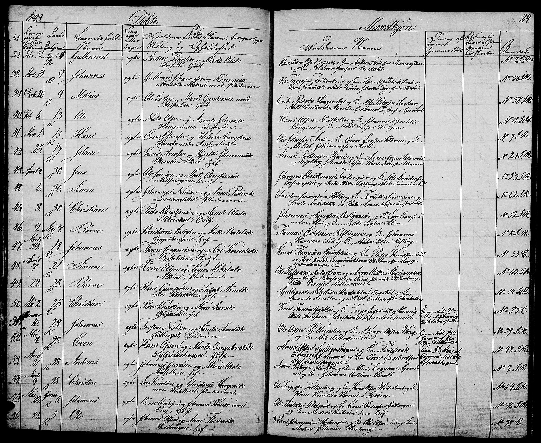 Ringsaker prestekontor, AV/SAH-PREST-014/L/La/L0005: Parish register (copy) no. 5, 1839-1850, p. 24