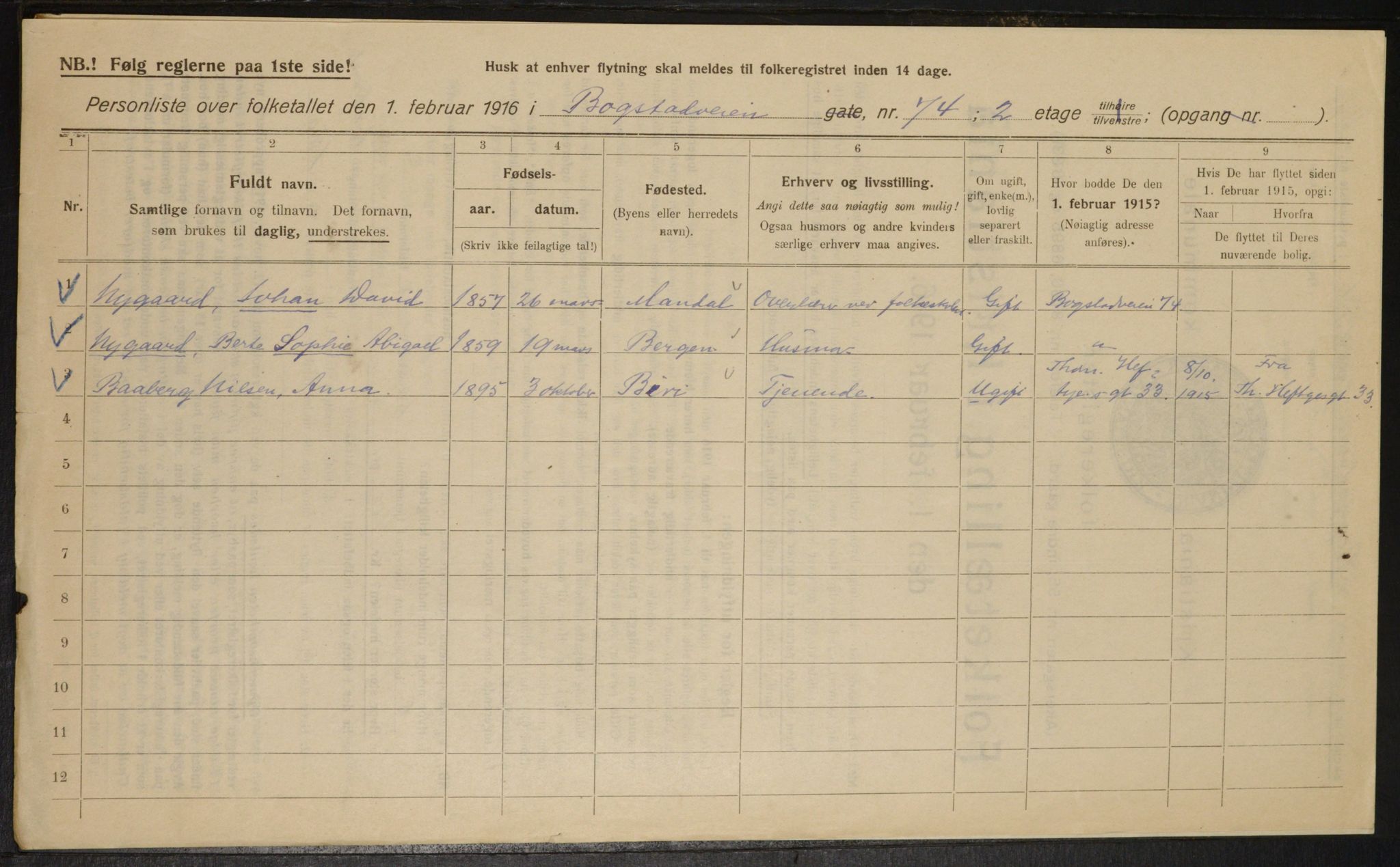 OBA, Municipal Census 1916 for Kristiania, 1916, p. 7656